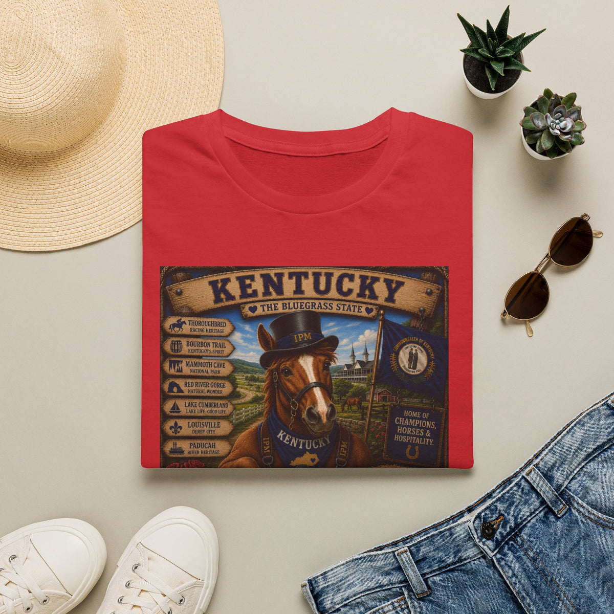 Kentucky Horse State Retro Vintage Graphic T-Shirt