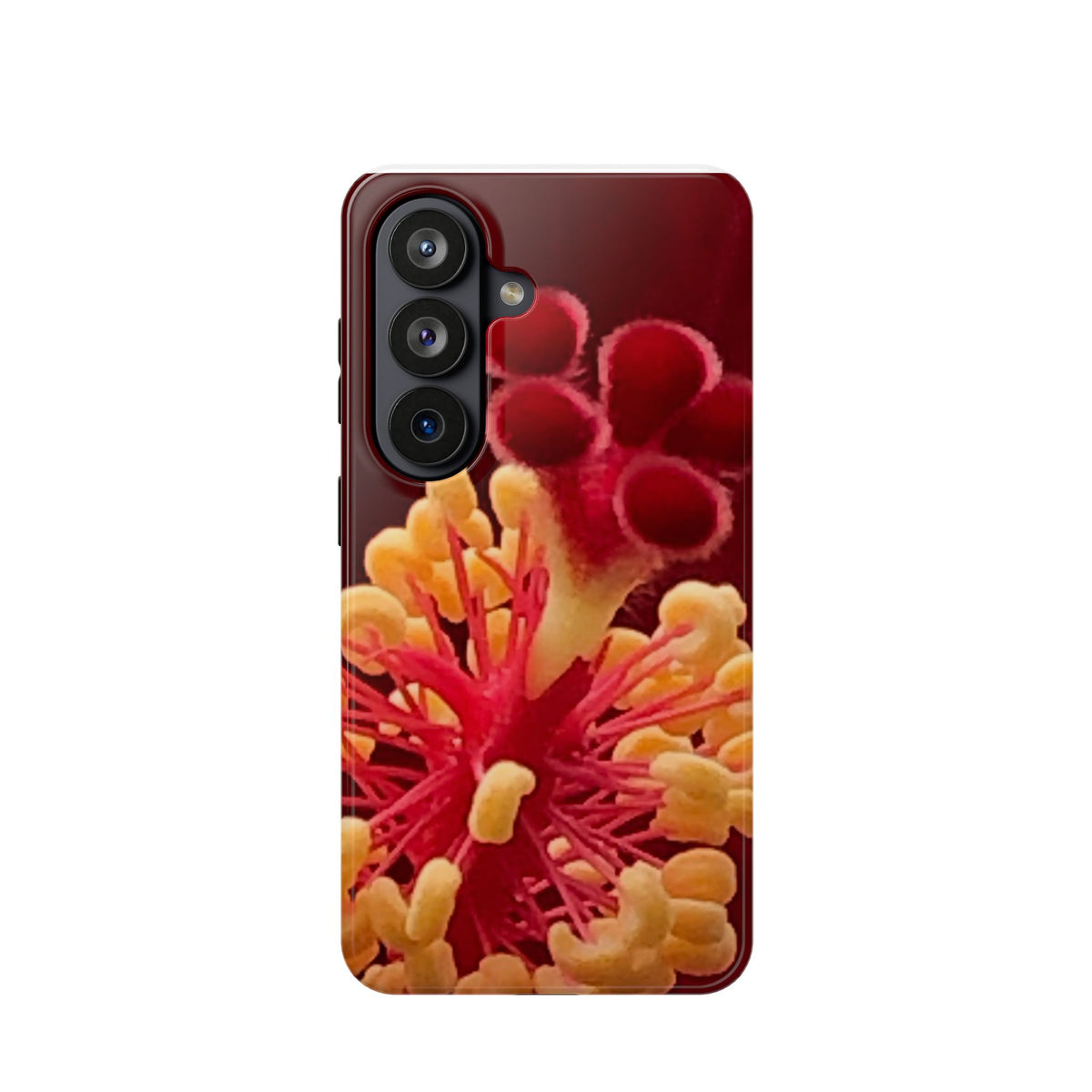 Floral Macro Phone Case — Red & Yellow Pollen Design (Magnetic Impact-Resistant)
