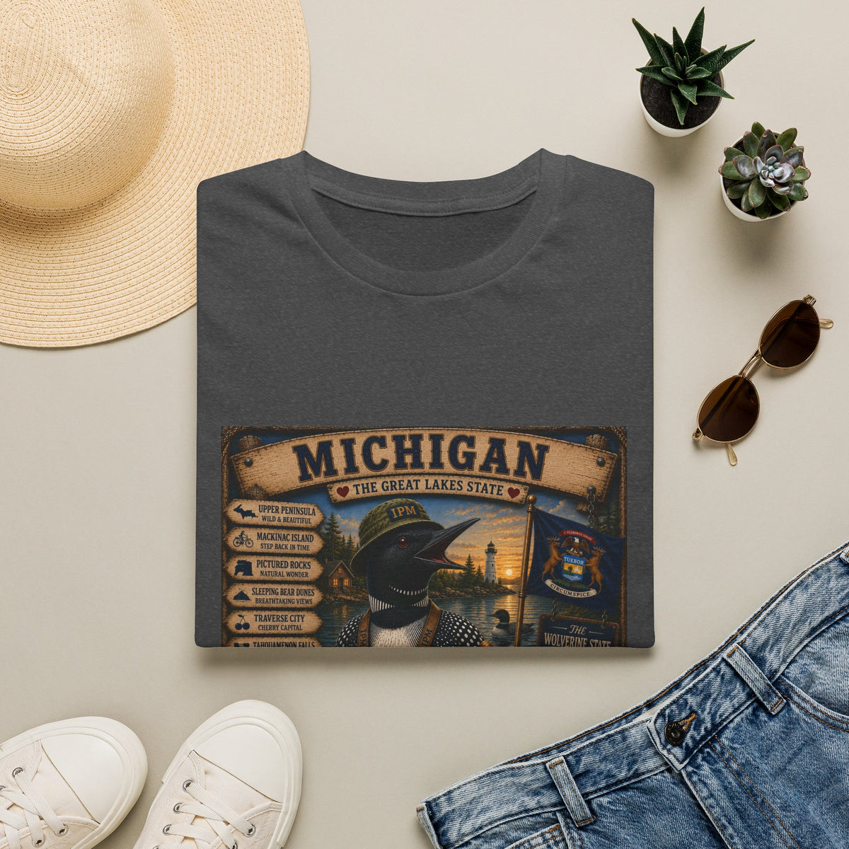 Michigan Vintage Travel T-Shirt — The Great Lakes State Graphic Tee