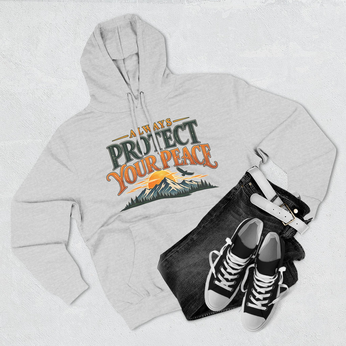 Hoodie - "Always Protect Your Peace" Mountain Graphic Fleece Hoodie