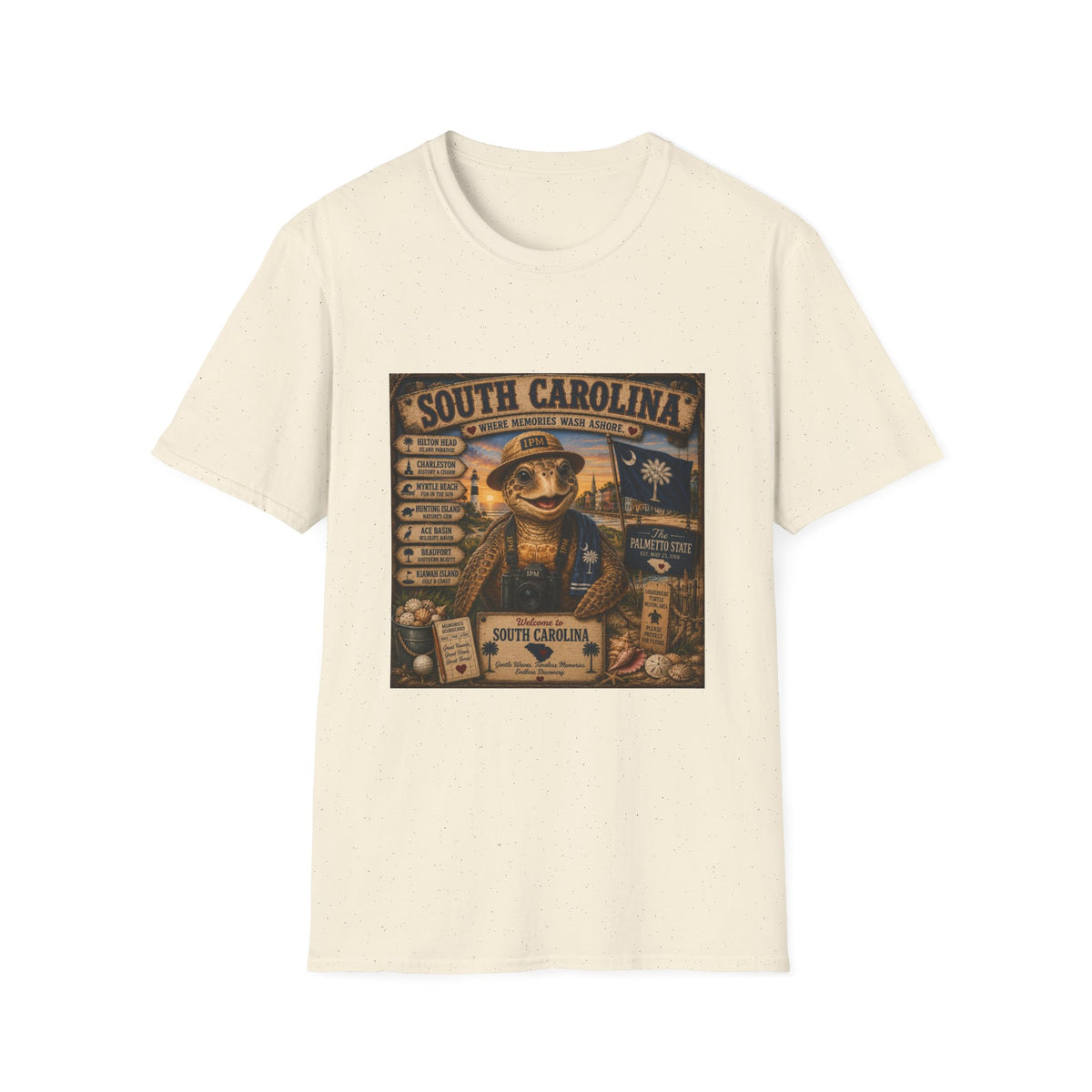 South Carolina Turtle Vintage Graphic T-Shirt — "Where Memories Wash Ashore"