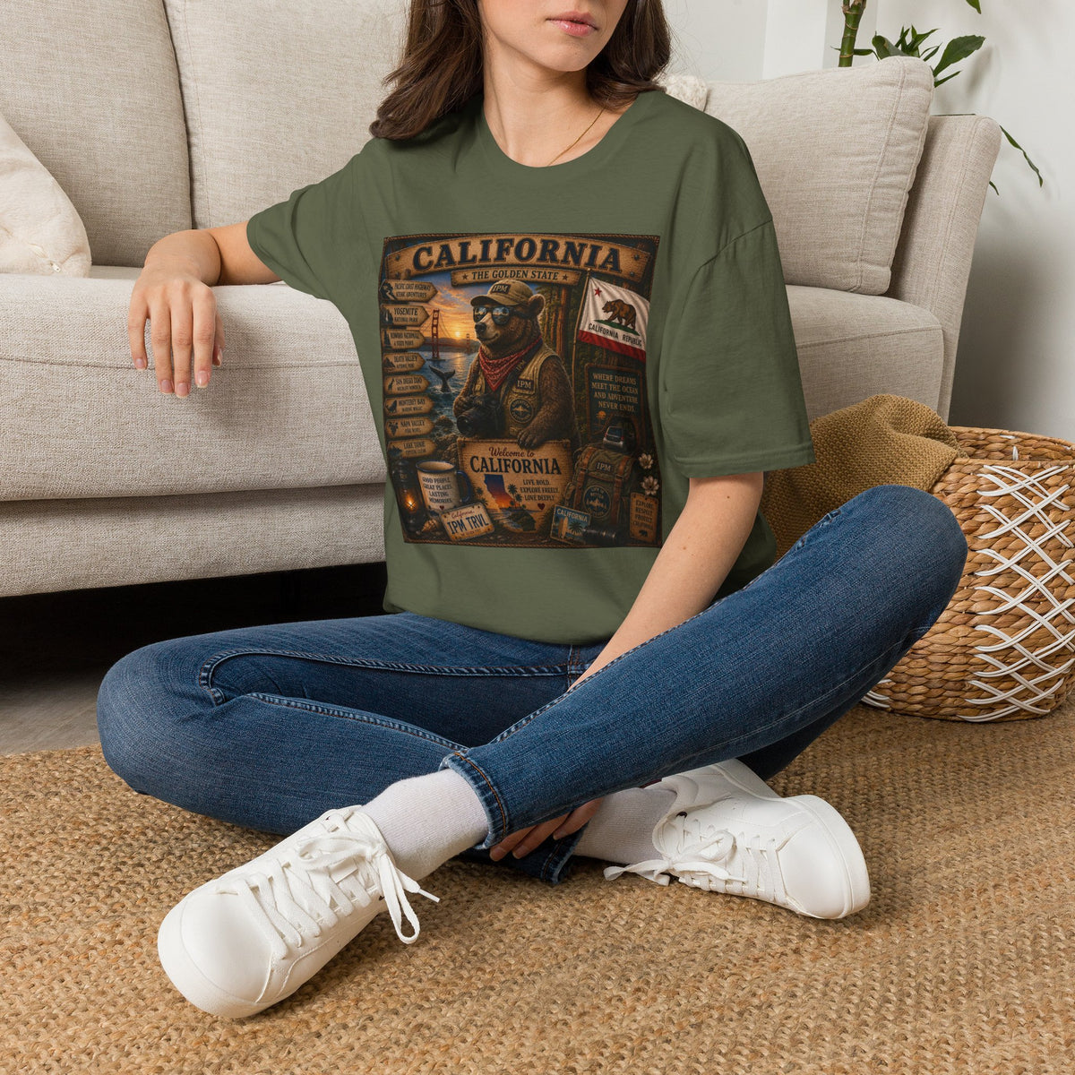 California Golden State Vintage Bear Graphic T-Shirt