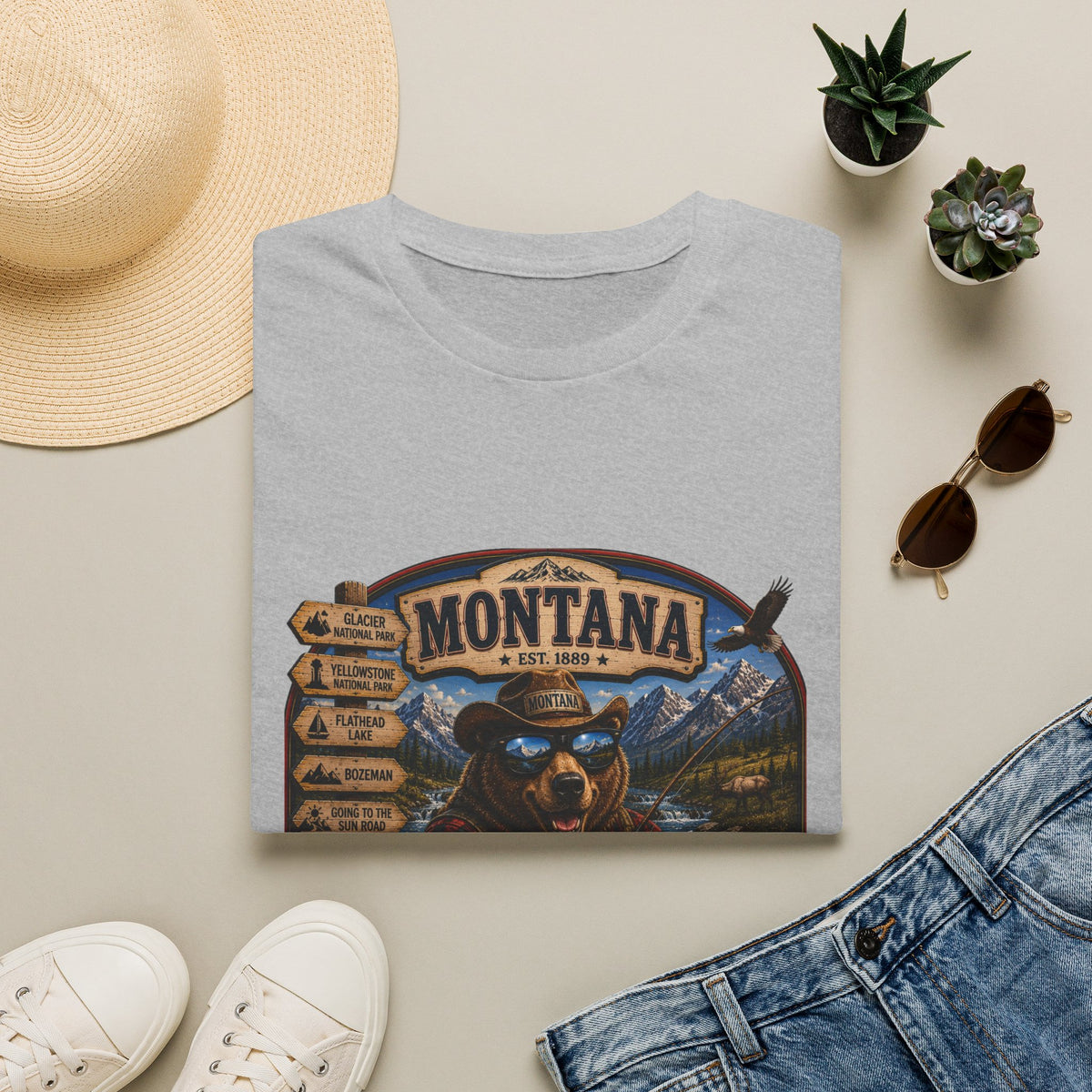 Montana Bear Graphic T-Shirt — Vintage Outdoor Scenic Tee