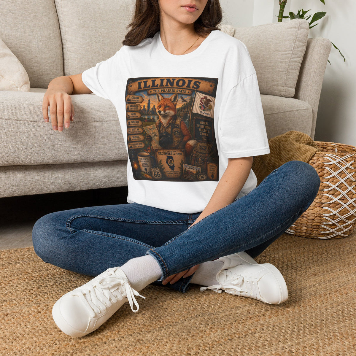 Illinois Vintage Fox Tee — The Prairie State Travel Souvenir T-Shirt
