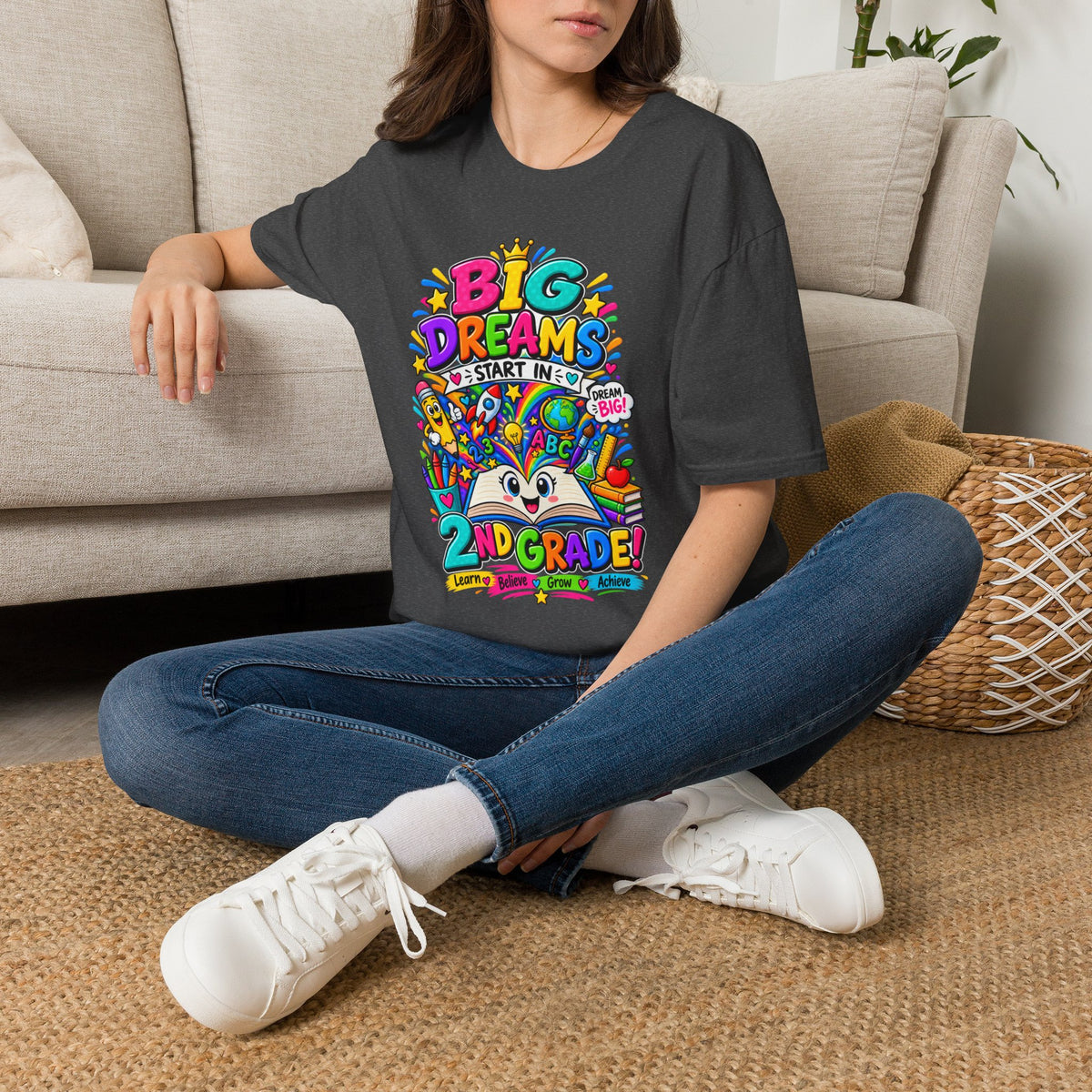 Big Dreams Start In... T-Shirt — Colorful Back-to-School 2nd Grade Tee