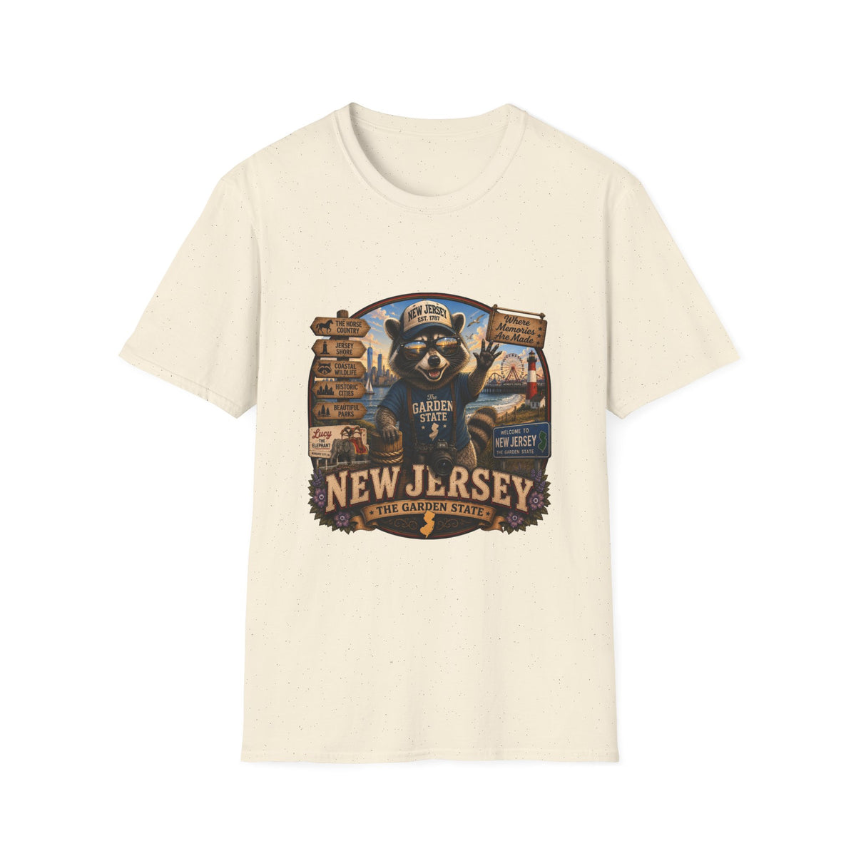New Jersey Raccoon "Garden State" T-Shirt — Retro State Pride Tee