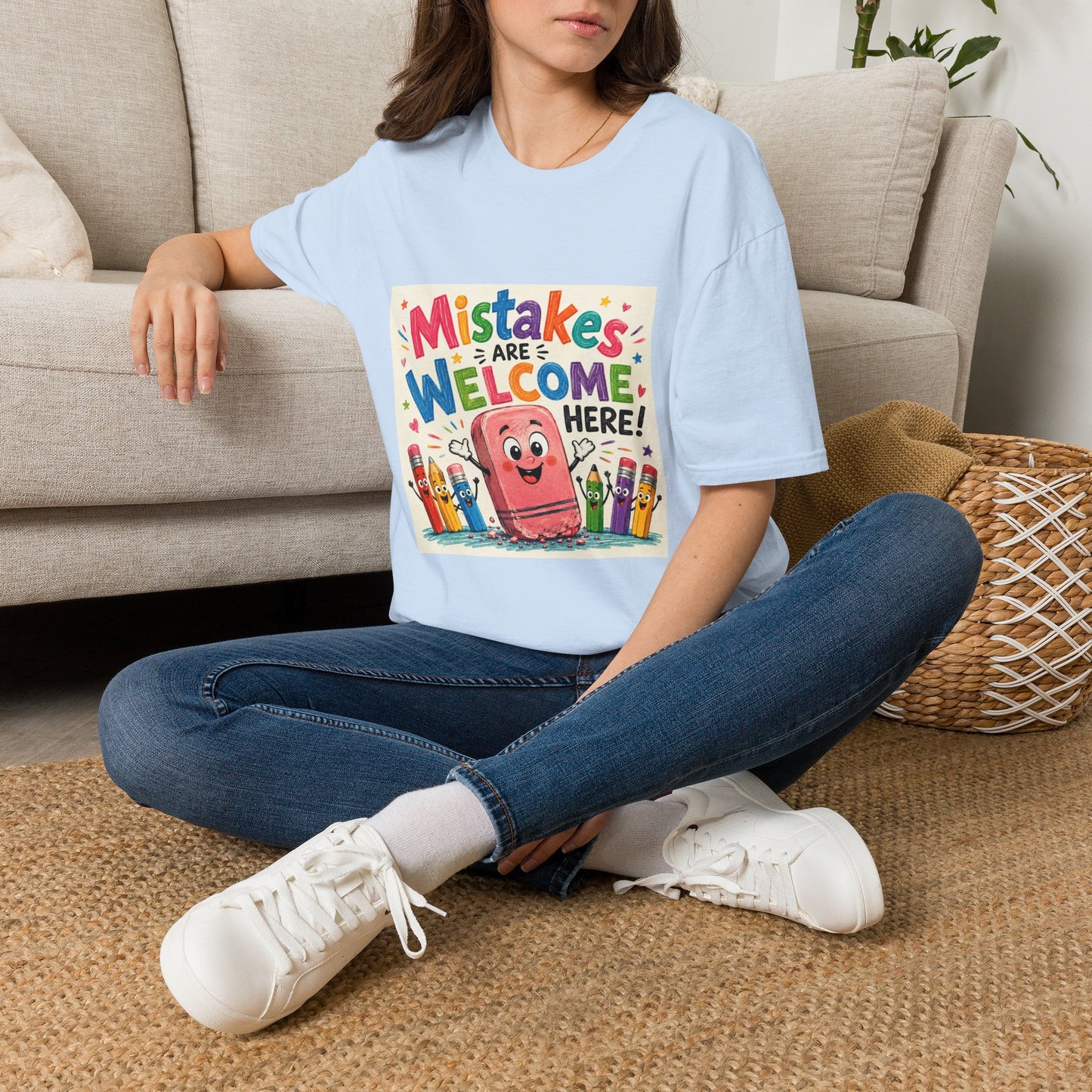 Kids' T-Shirt — "Mistakes Are Welcome Here" Positive Classroom Tee