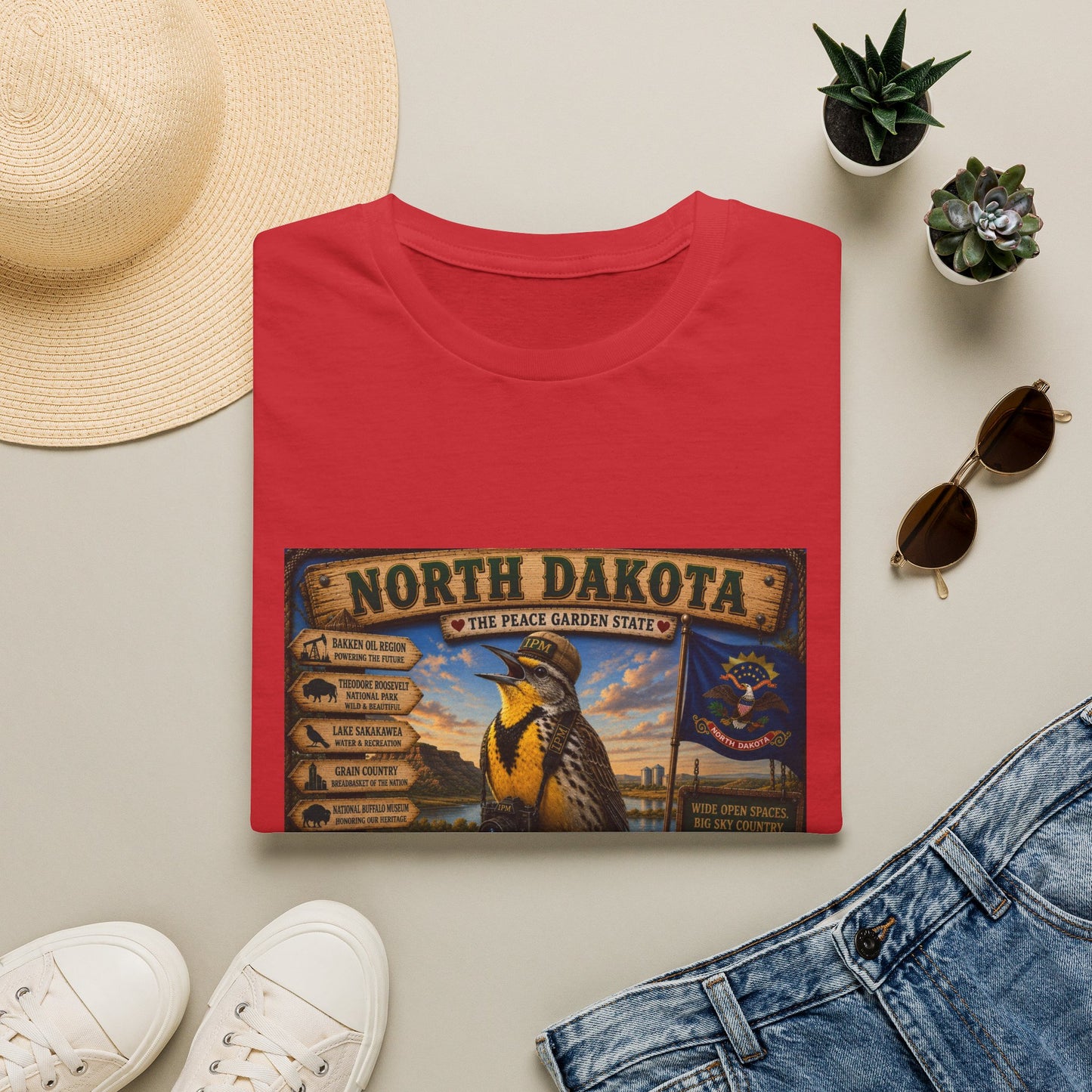 North Dakota State Pride T‑Shirt — "North Dakota: The Peace Garden State" Vintage Travel Design