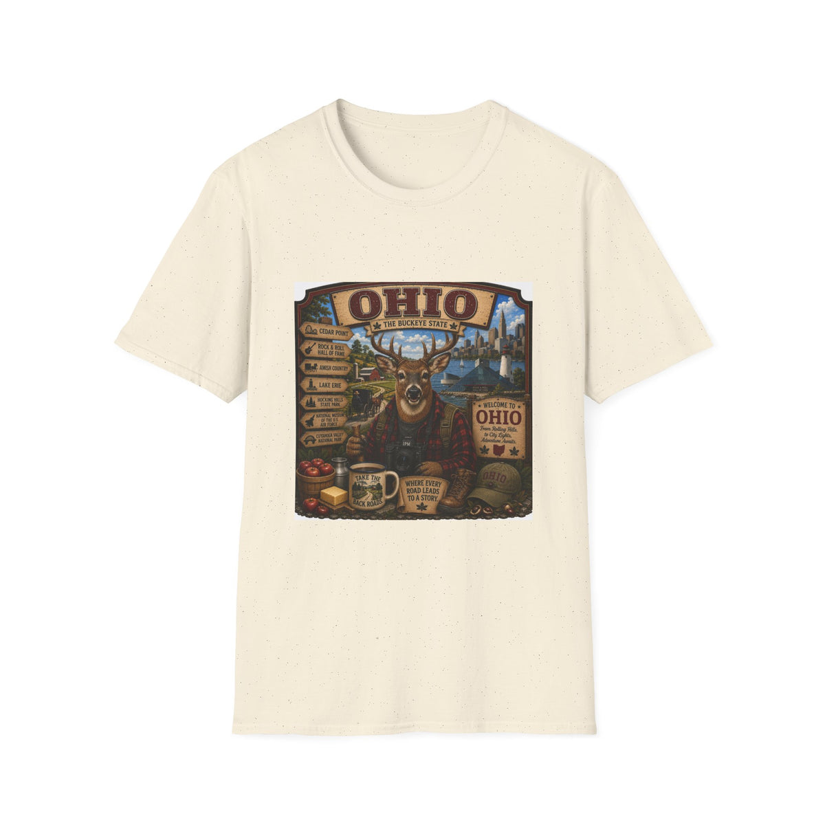 Ohio State Vintage Deer T-Shirt — Buckeye State Travel Graphic Tee