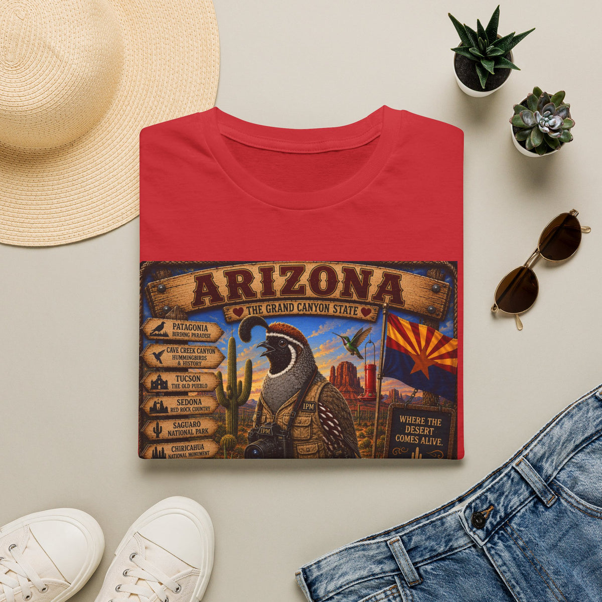 Arizona Vintage State Poster T‑Shirt — Grand Canyon Travel Tee