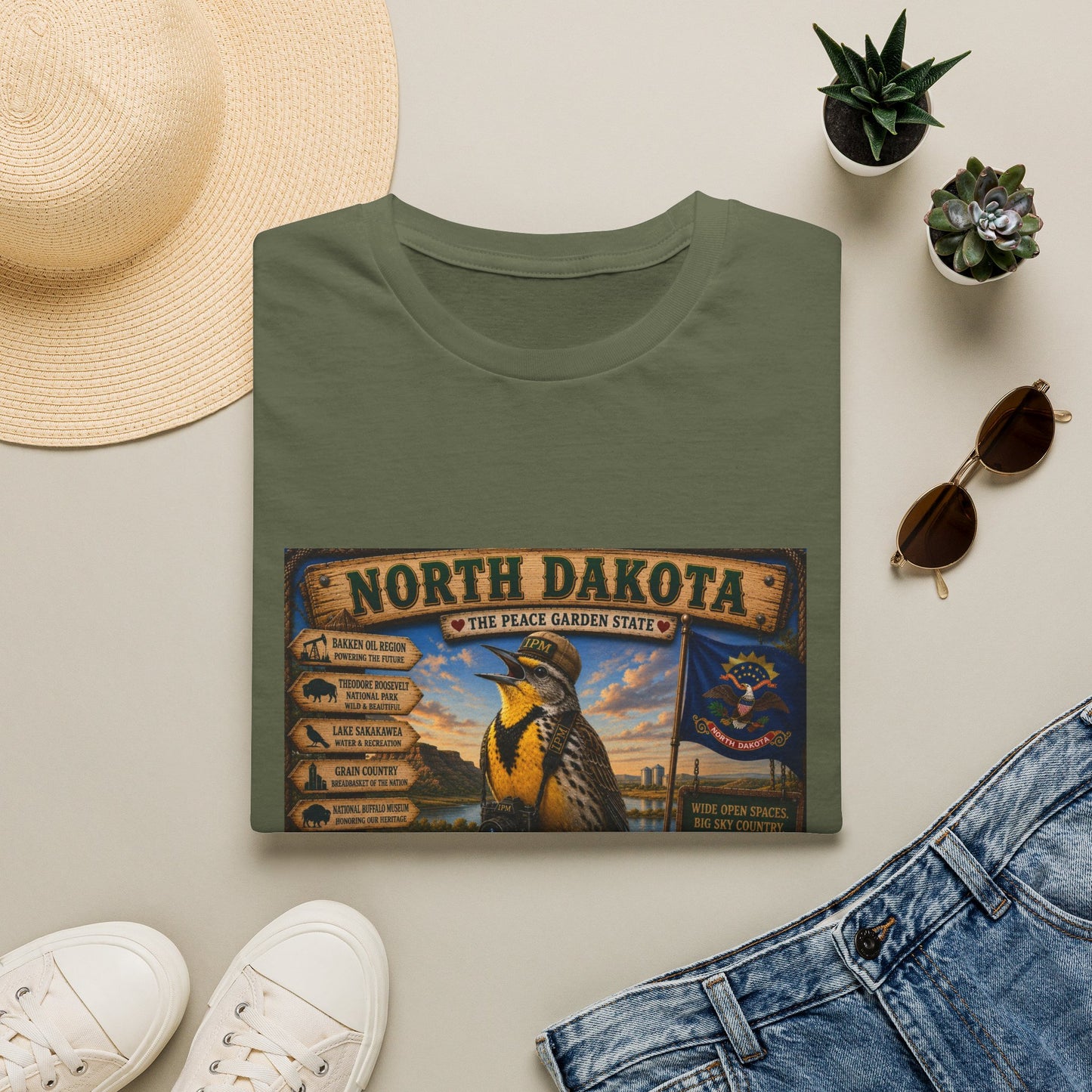 North Dakota State Pride T‑Shirt — "North Dakota: The Peace Garden State" Vintage Travel Design
