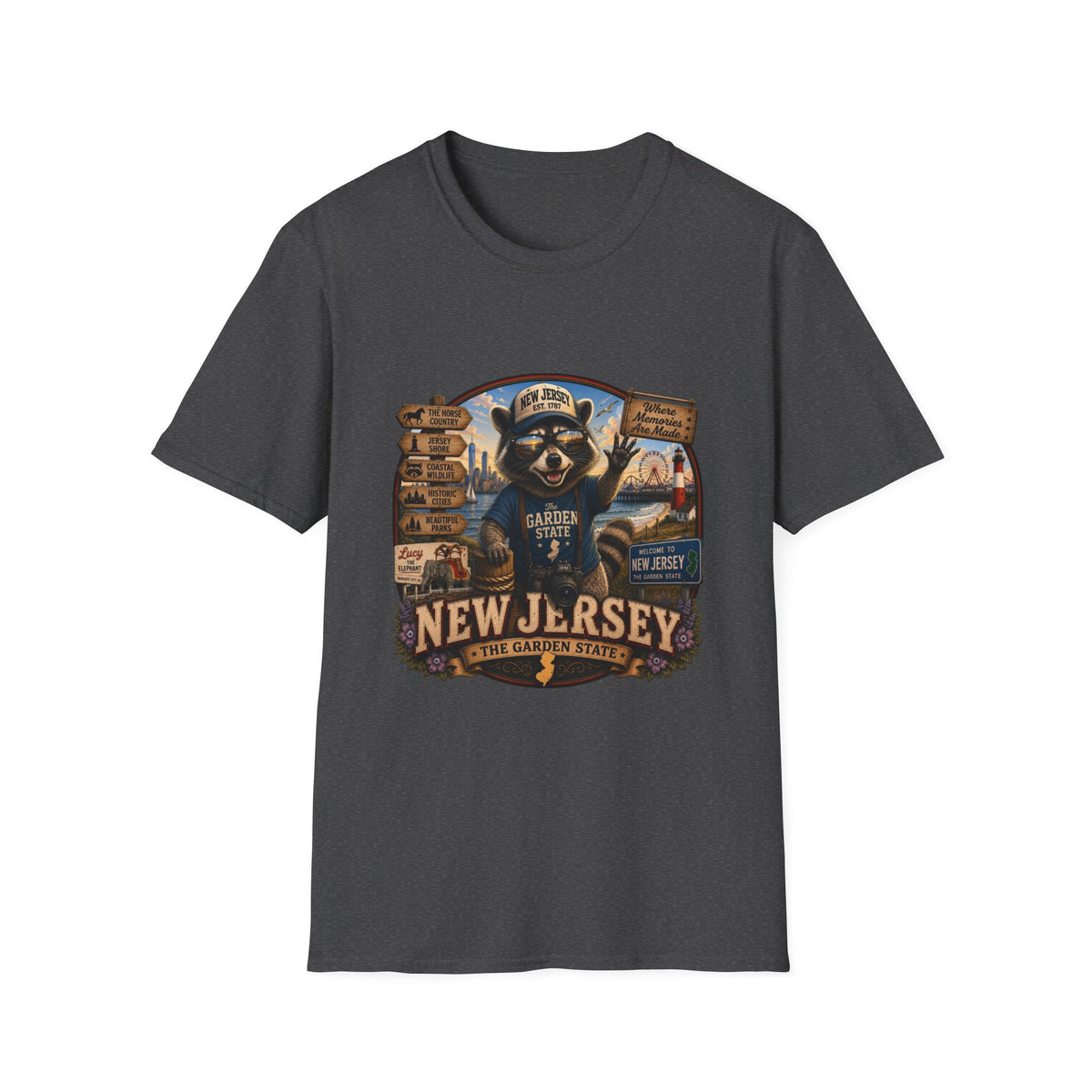 New Jersey Raccoon "Garden State" T-Shirt — Retro State Pride Tee