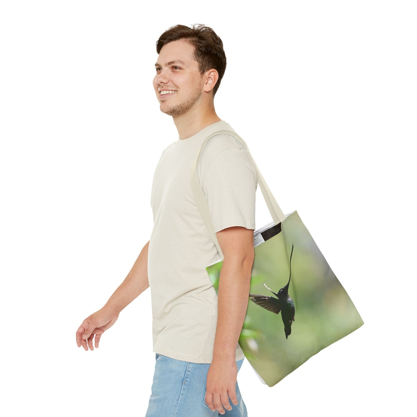 Hummingbird Tote Bag, Colorful Eco-Friendly Shopper, Summer Beach Bag, Floral Gift Bag, Lightweight Carry-All