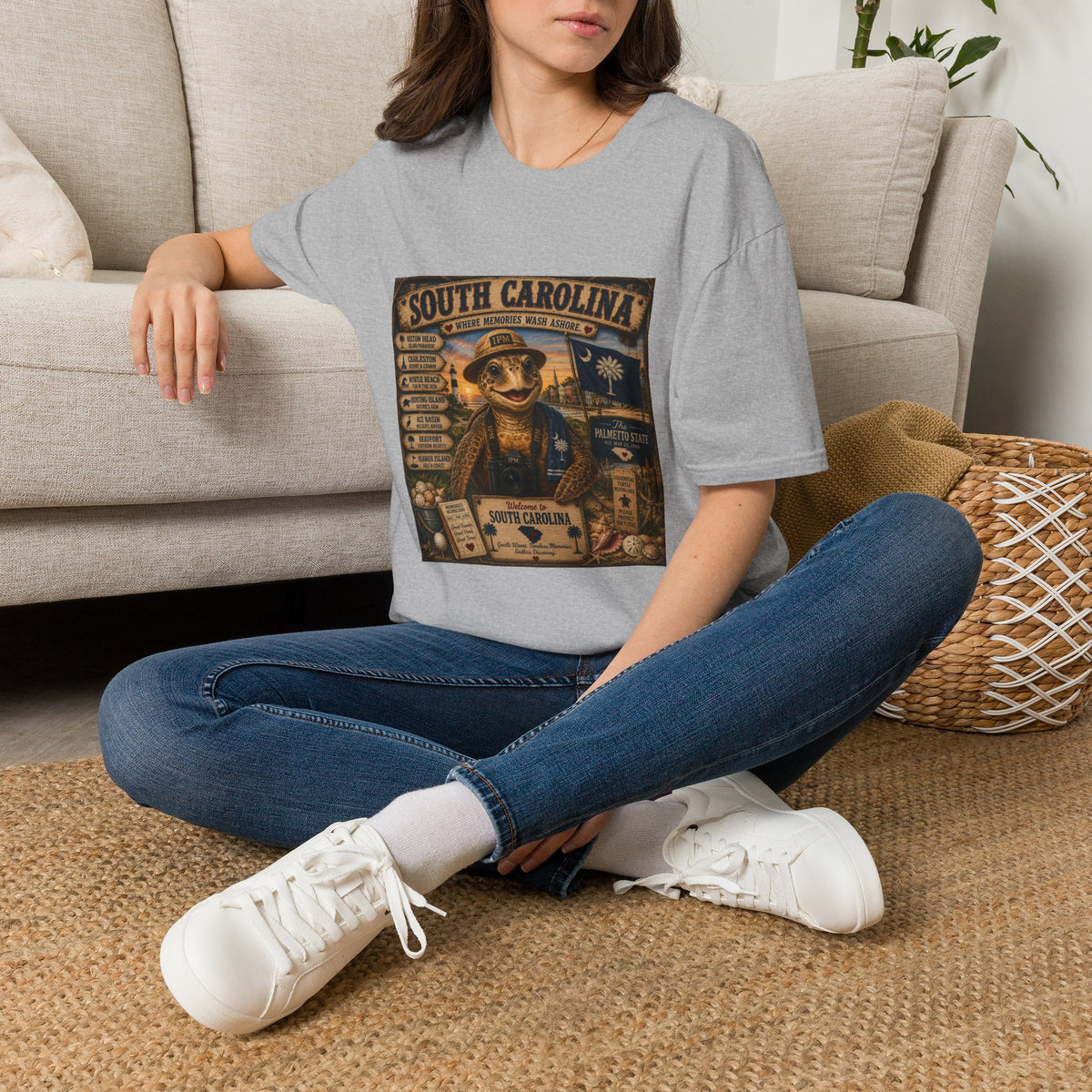 South Carolina Turtle Vintage Graphic T-Shirt — "Where Memories Wash Ashore"