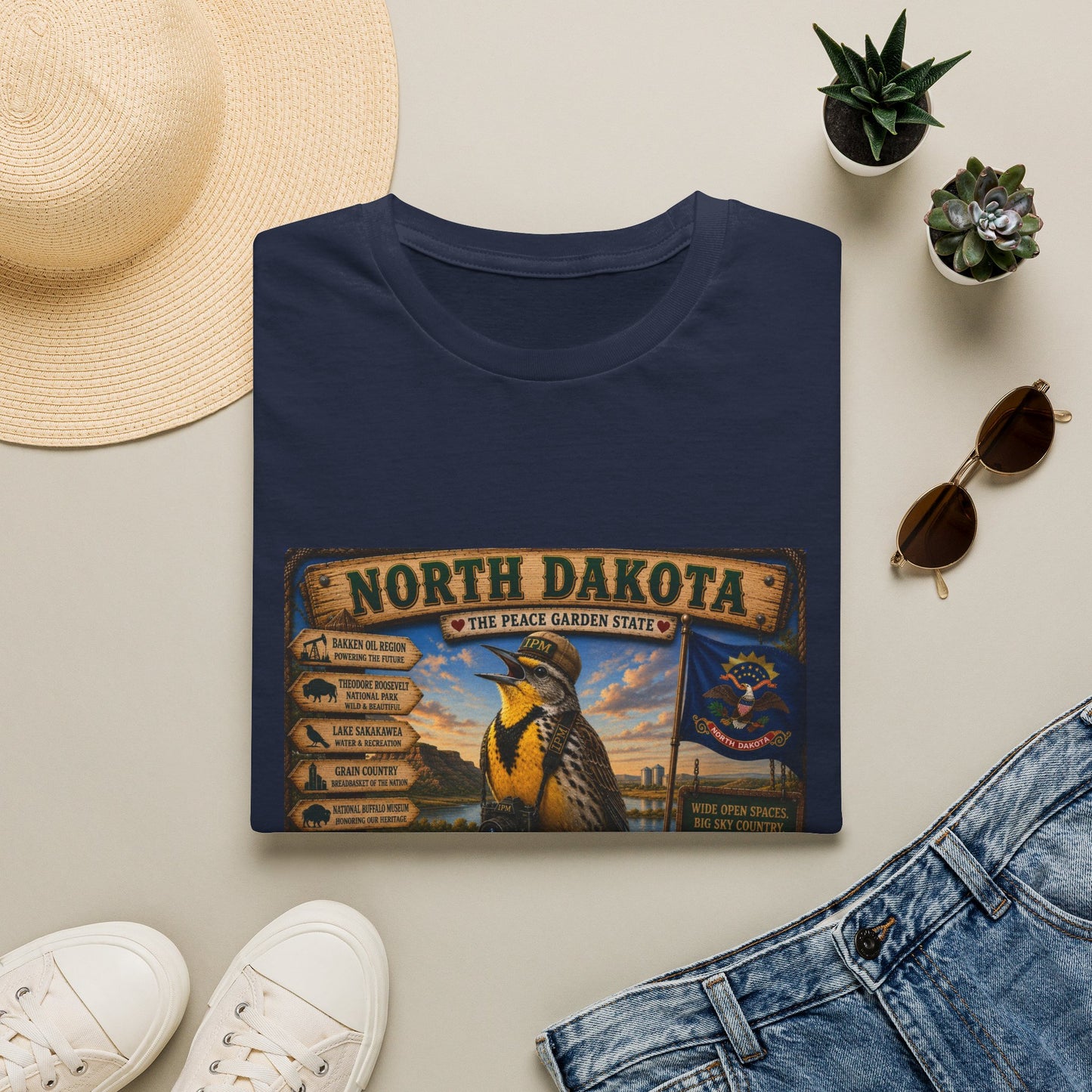 North Dakota State Pride T‑Shirt — "North Dakota: The Peace Garden State" Vintage Travel Design