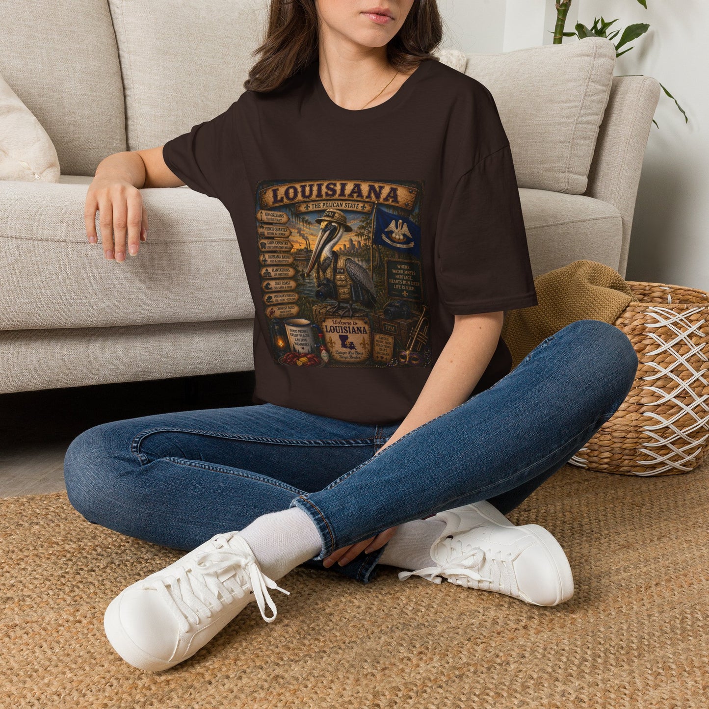 Louisiana Pelican State Vintage Poster T-Shirt — Retro Travel Souvenir