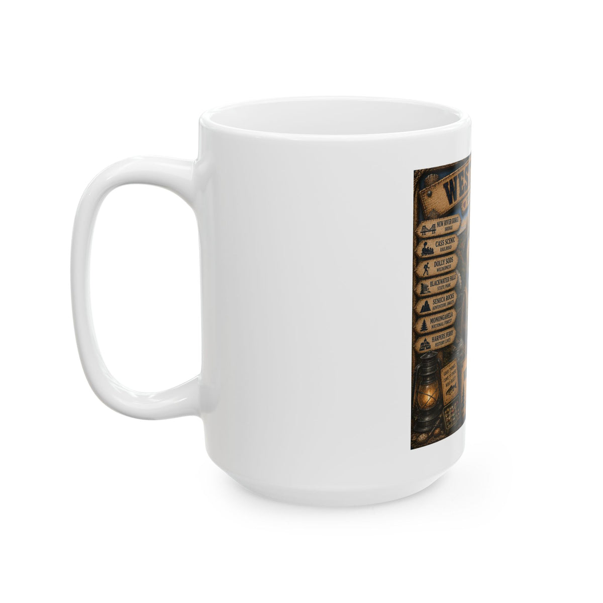 West Virginia Souvenir Ceramic Mug — 'Every Trail Leads Home' Hiking & Outdoors Design (11oz/15oz)