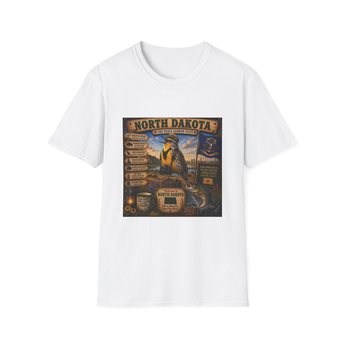 North Dakota State Pride T‑Shirt — "North Dakota: The Peace Garden State" Vintage Travel Design