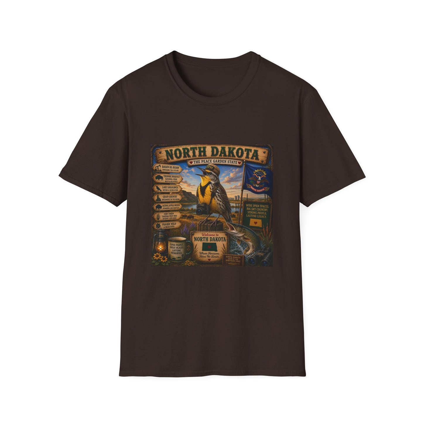 North Dakota State Pride T‑Shirt — "North Dakota: The Peace Garden State" Vintage Travel Design