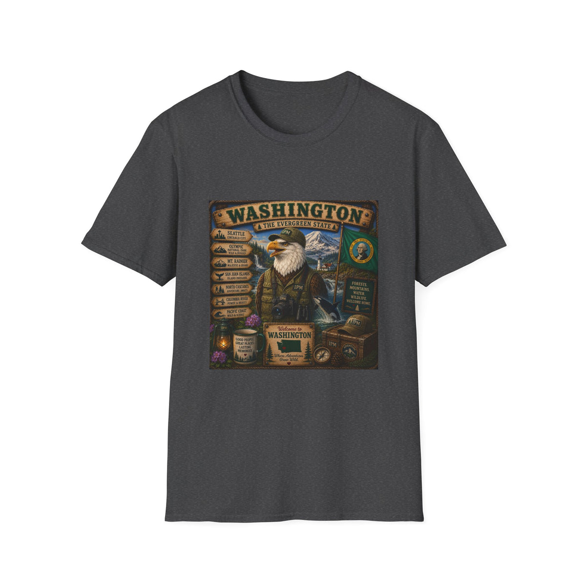 Washington State Eagle Vintage Graphic T-Shirt — The Evergreen State Souvenir