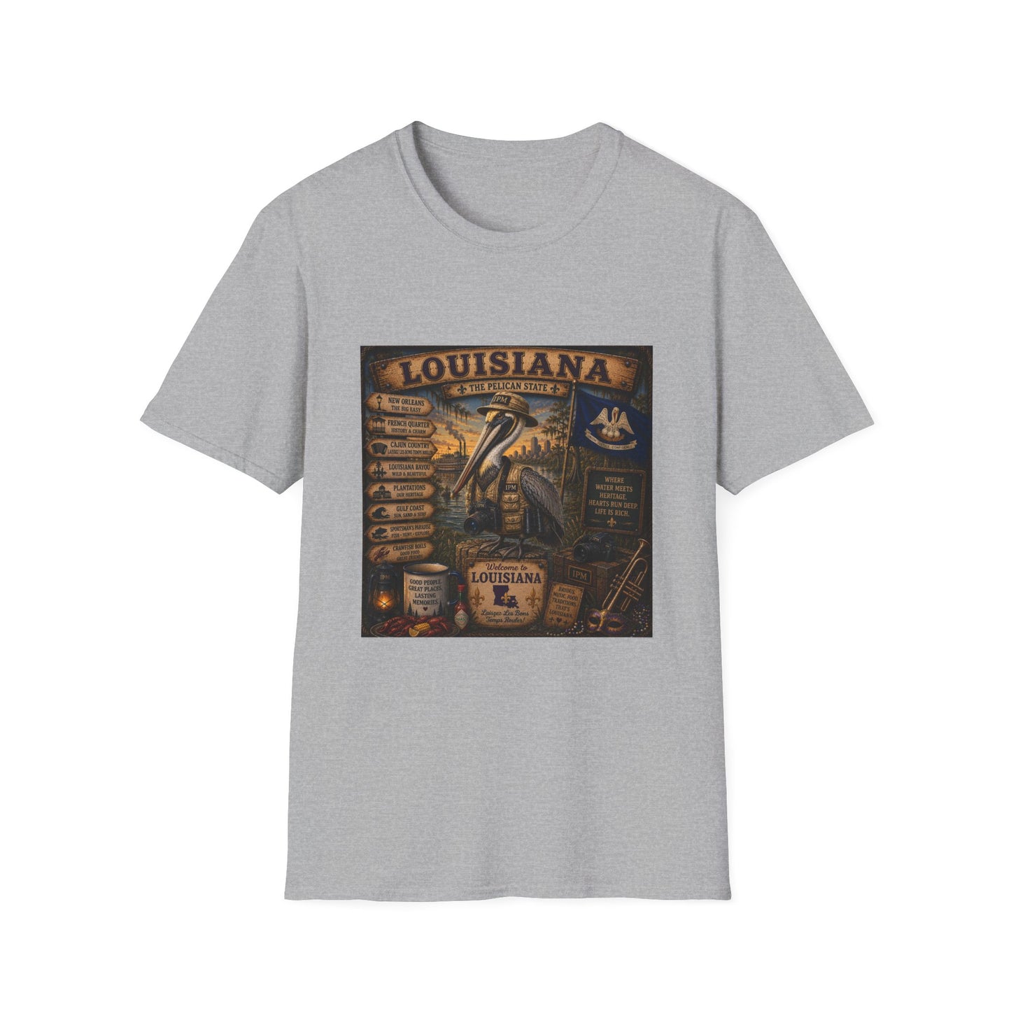 Louisiana Pelican State Vintage Poster T-Shirt — Retro Travel Souvenir