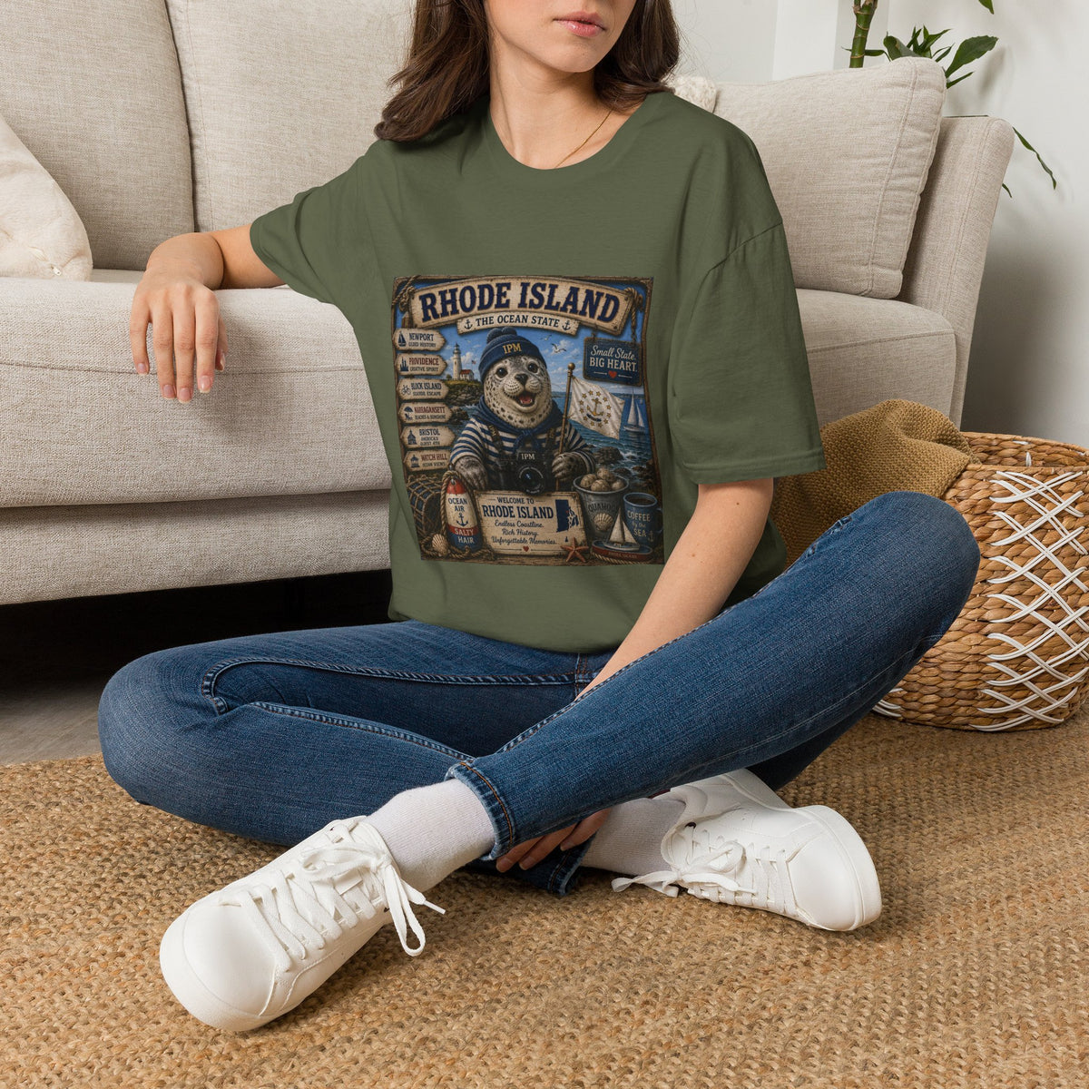 Rhode Island Sealife T-Shirt — 'The Ocean State' Vintage Seal Design