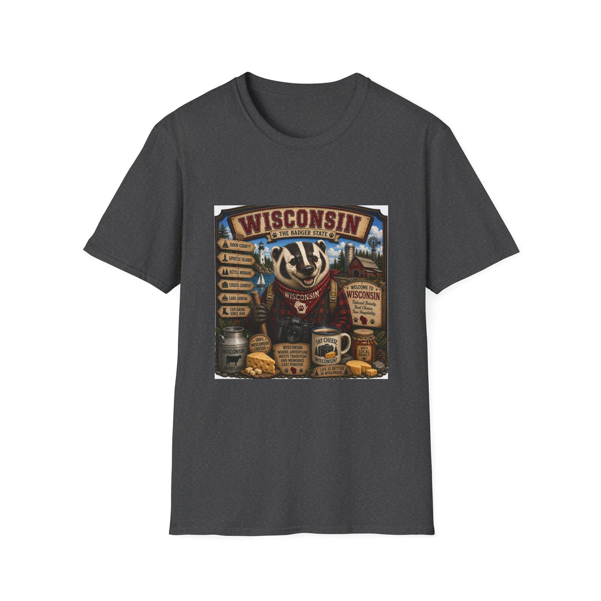 Wisconsin Badger Retro Travel T-Shirt — Vintage State Pride Tee