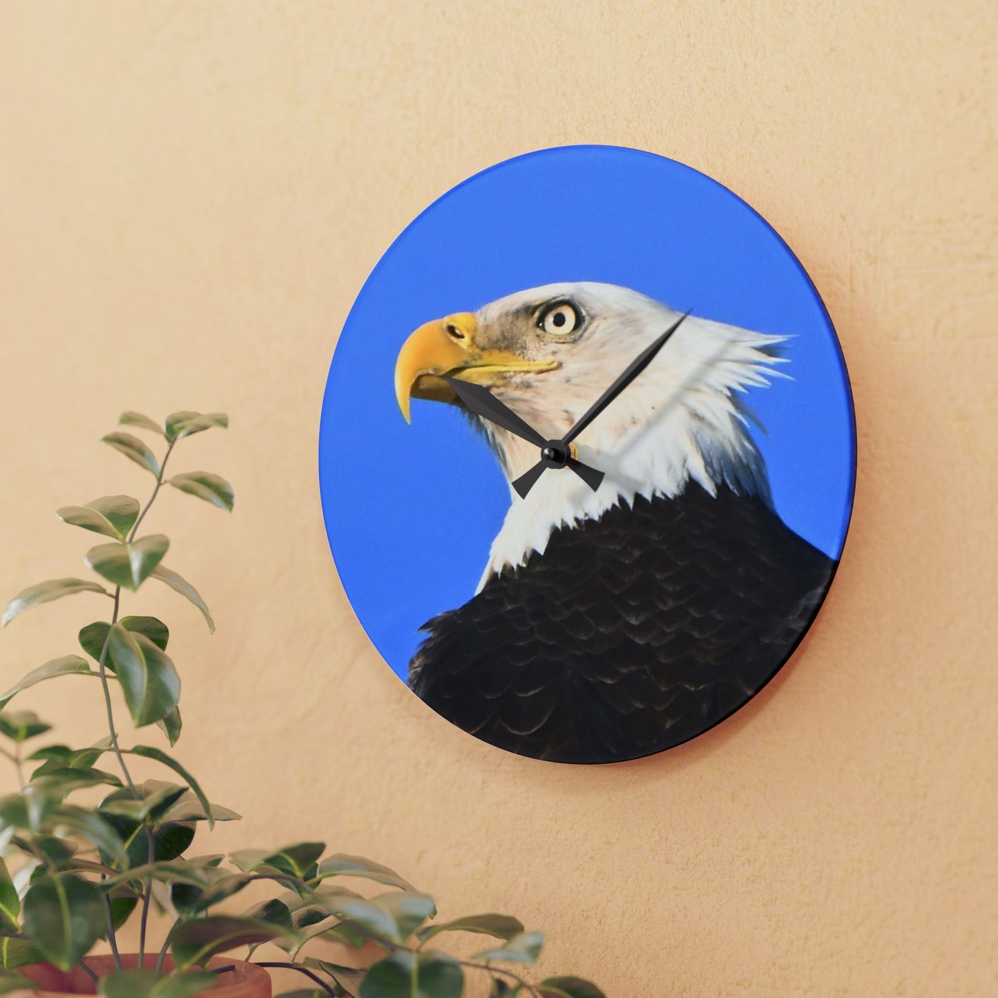 Bald Eagle Acrylic Wall Clock — Patriotic Wildlife Home Decor