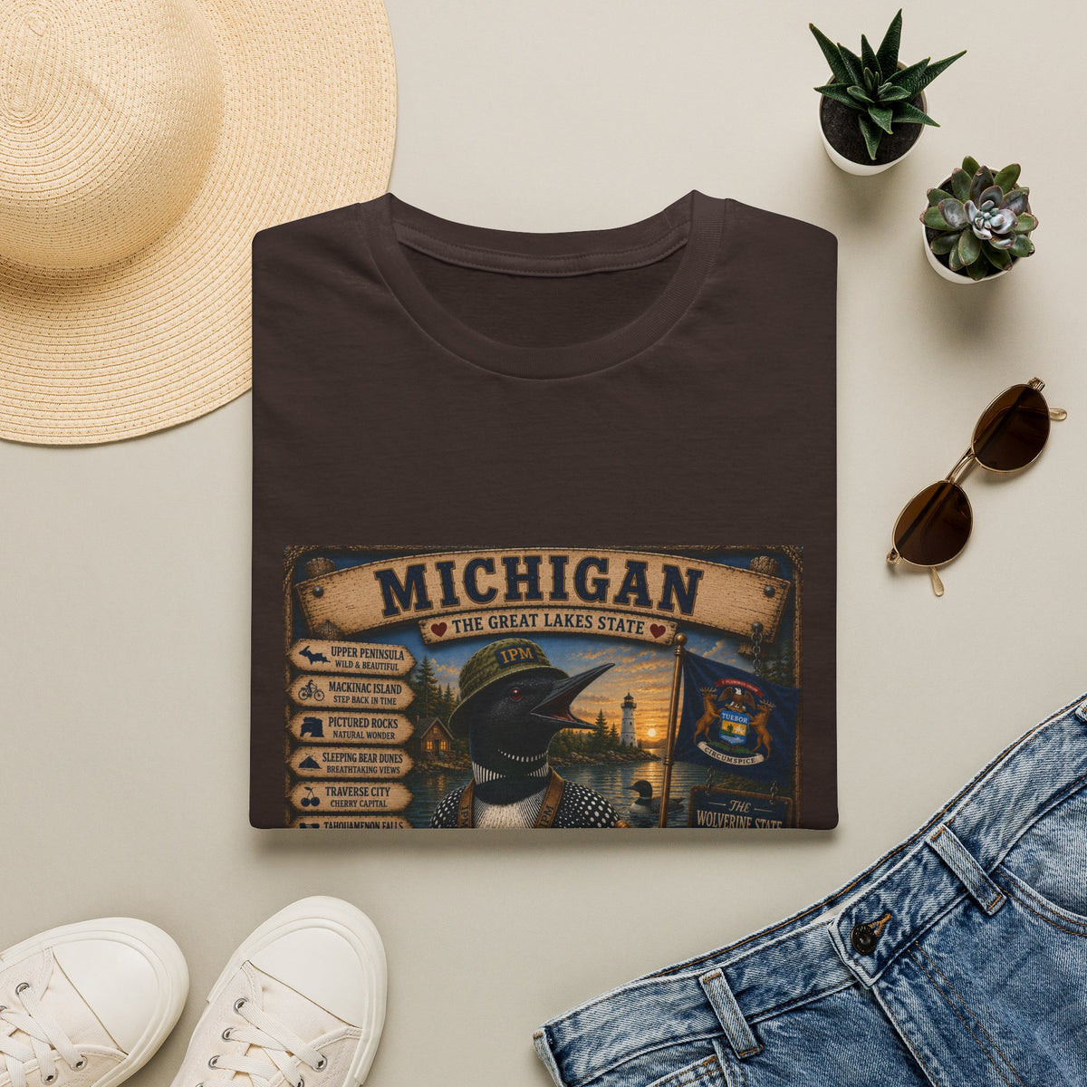 Michigan Vintage Travel T-Shirt — The Great Lakes State Graphic Tee