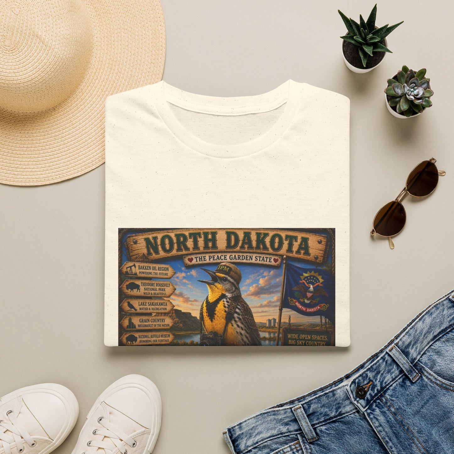North Dakota State Pride T‑Shirt — "North Dakota: The Peace Garden State" Vintage Travel Design