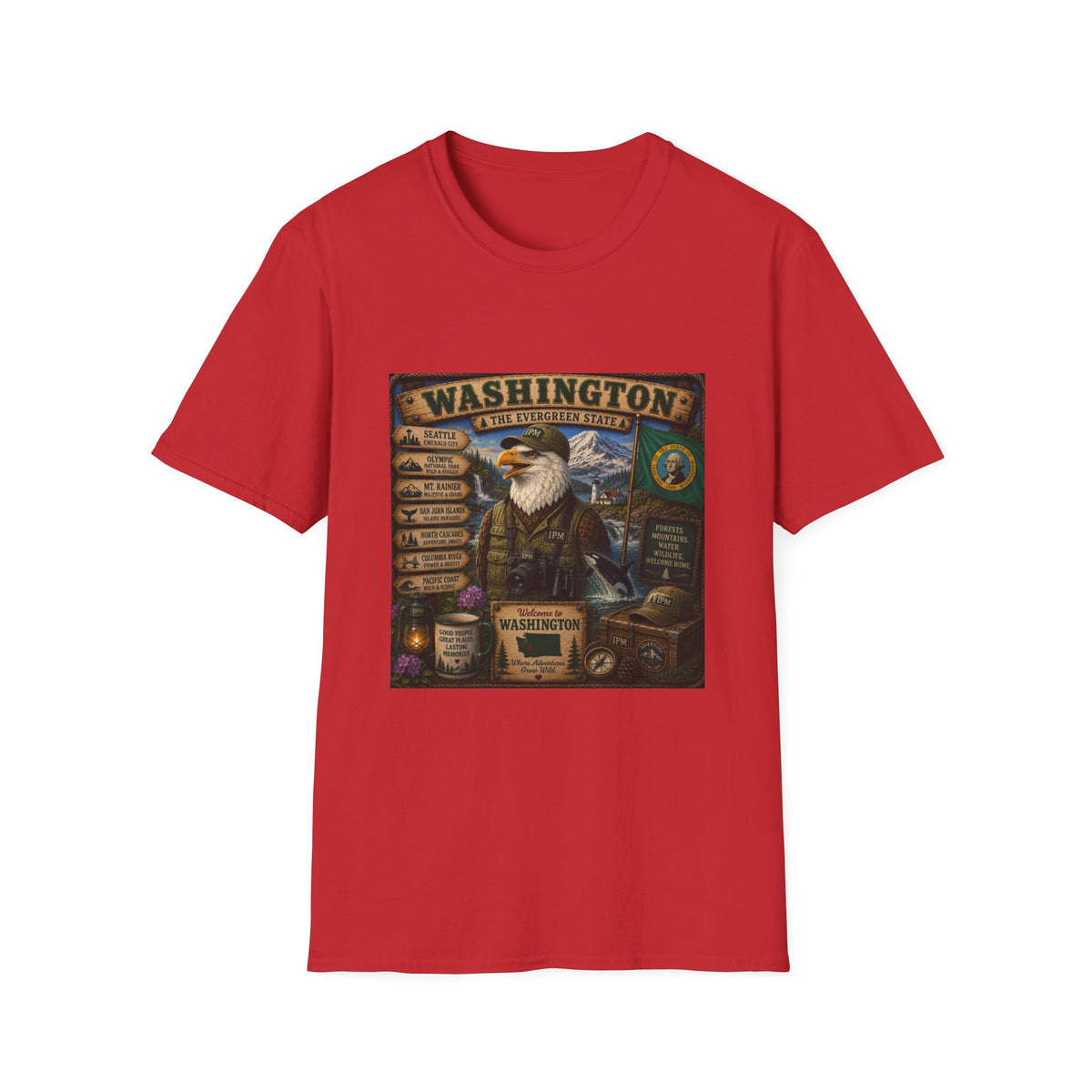 Washington State Eagle Vintage Graphic T-Shirt — The Evergreen State Souvenir