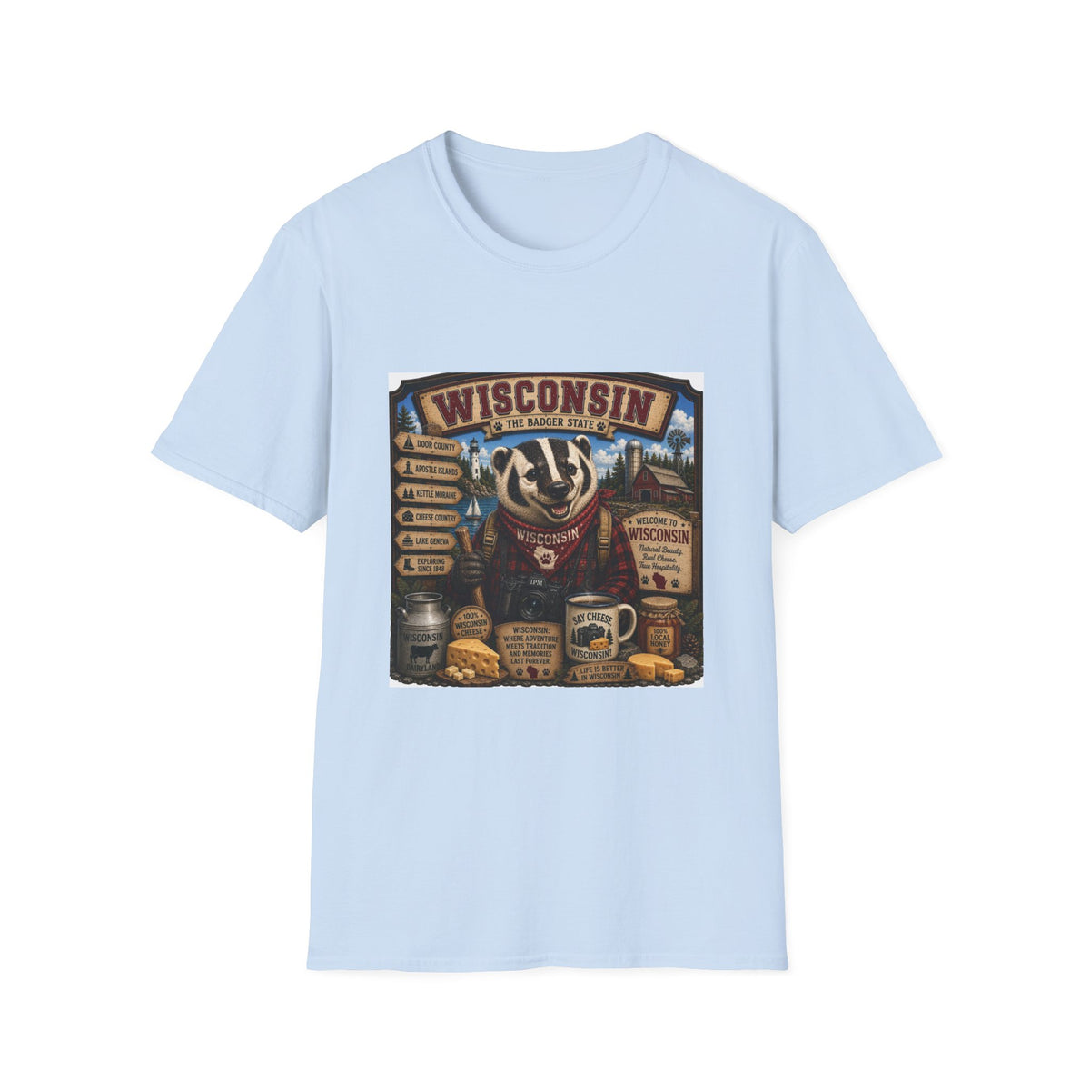 Wisconsin Badger Retro Travel T-Shirt — Vintage State Pride Tee