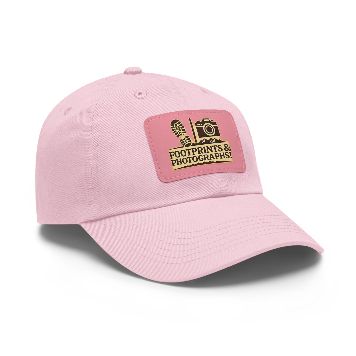 Leather Patch Dad Hat — "Footprints & Photographs" Outdoor Photographer Cap