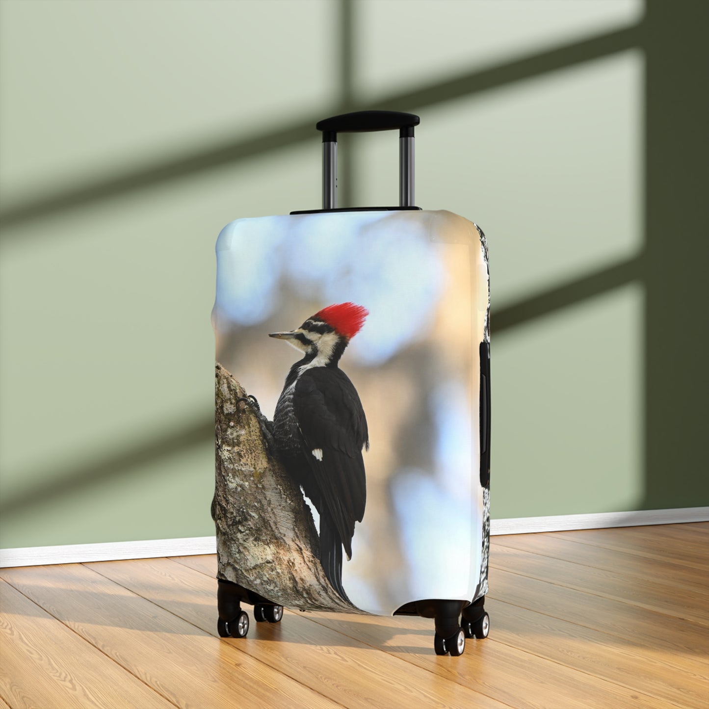 Pileated Woodpecker Luggage Cover — Wildlife Travel Suitcase Protector