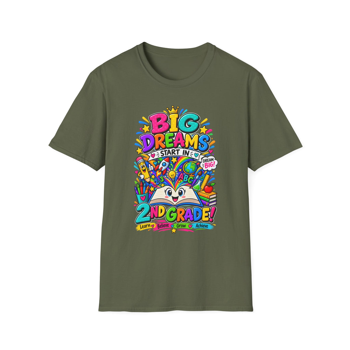 Big Dreams Start In... T-Shirt — Colorful Back-to-School 2nd Grade Tee