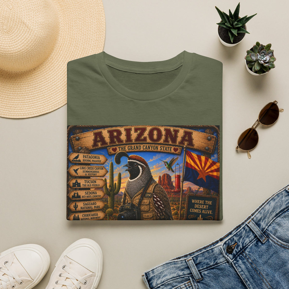 Arizona Vintage State Poster T‑Shirt — Grand Canyon Travel Tee