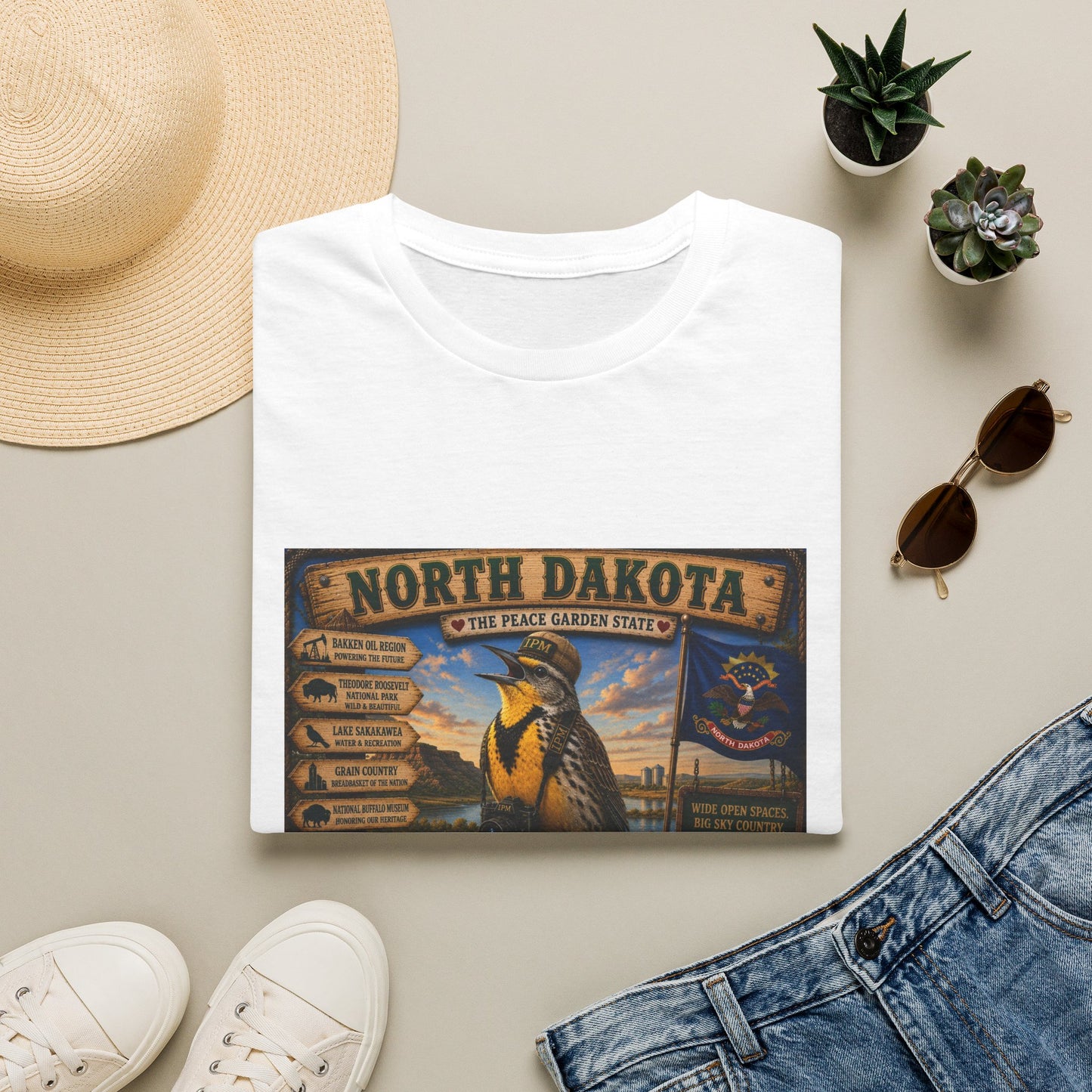 North Dakota State Pride T‑Shirt — "North Dakota: The Peace Garden State" Vintage Travel Design