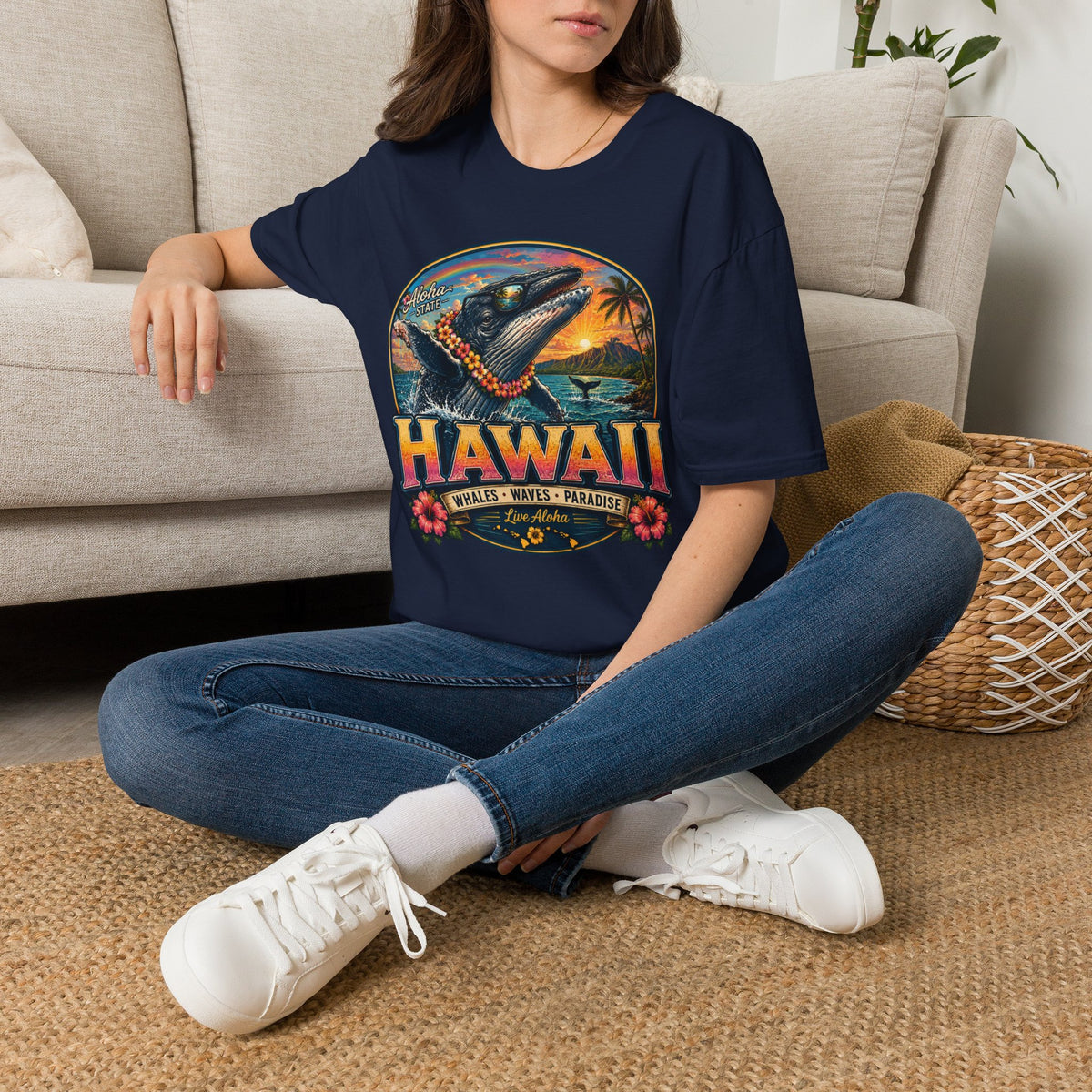 Hawaii Whale Sunset T-Shirt — Aloha Tropical Island Graphic Tee