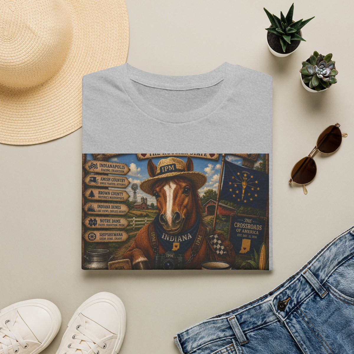 Indiana Scout Dog T-Shirt — Vintage State Travel Poster Design