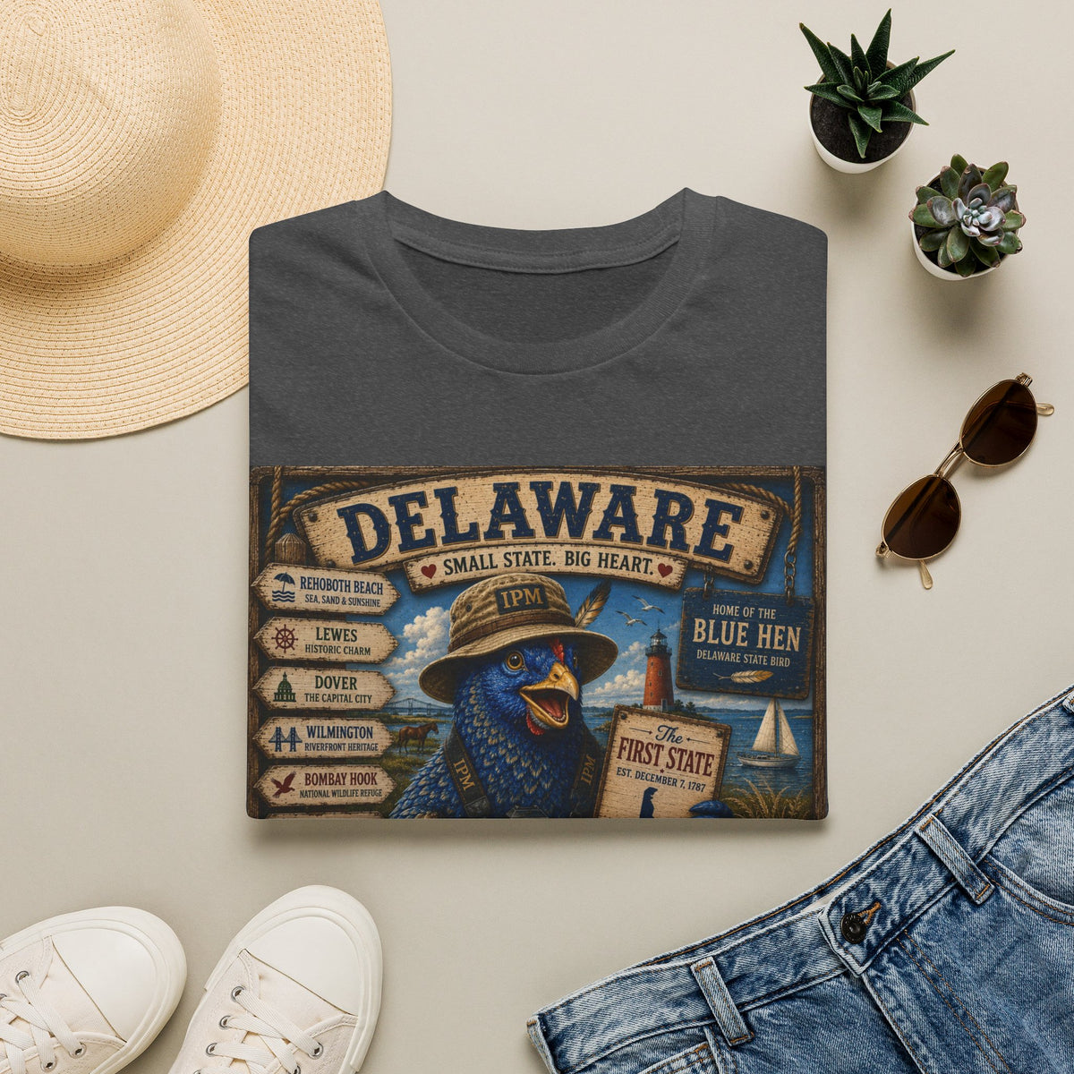 Delaware Blue Hen Vintage State Pride T-Shirt