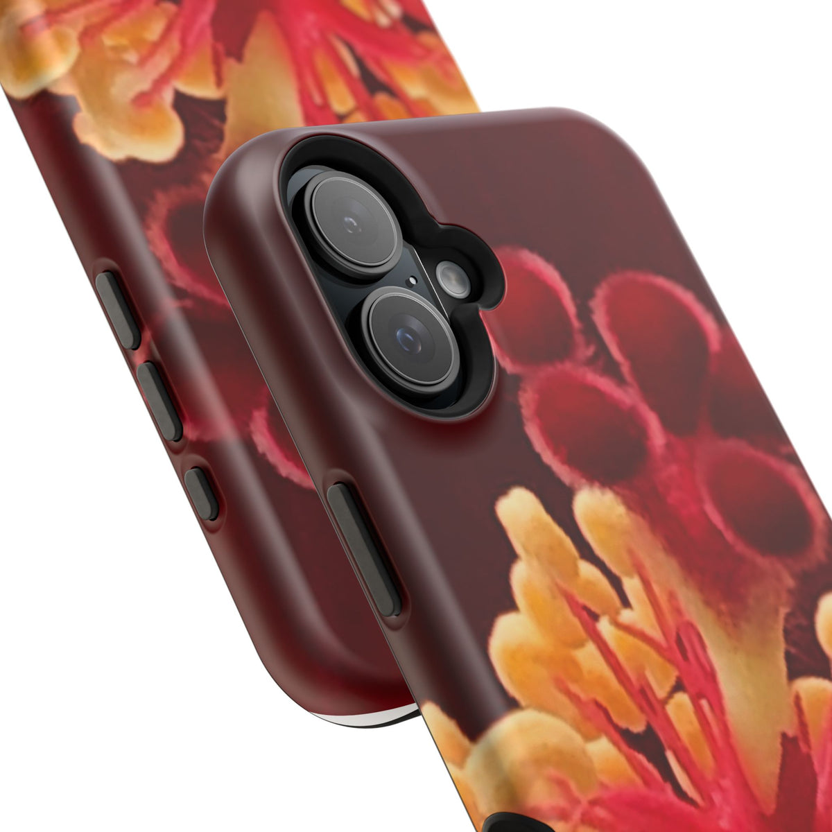 Floral Macro Phone Case — Red & Yellow Pollen Design (Magnetic Impact-Resistant)
