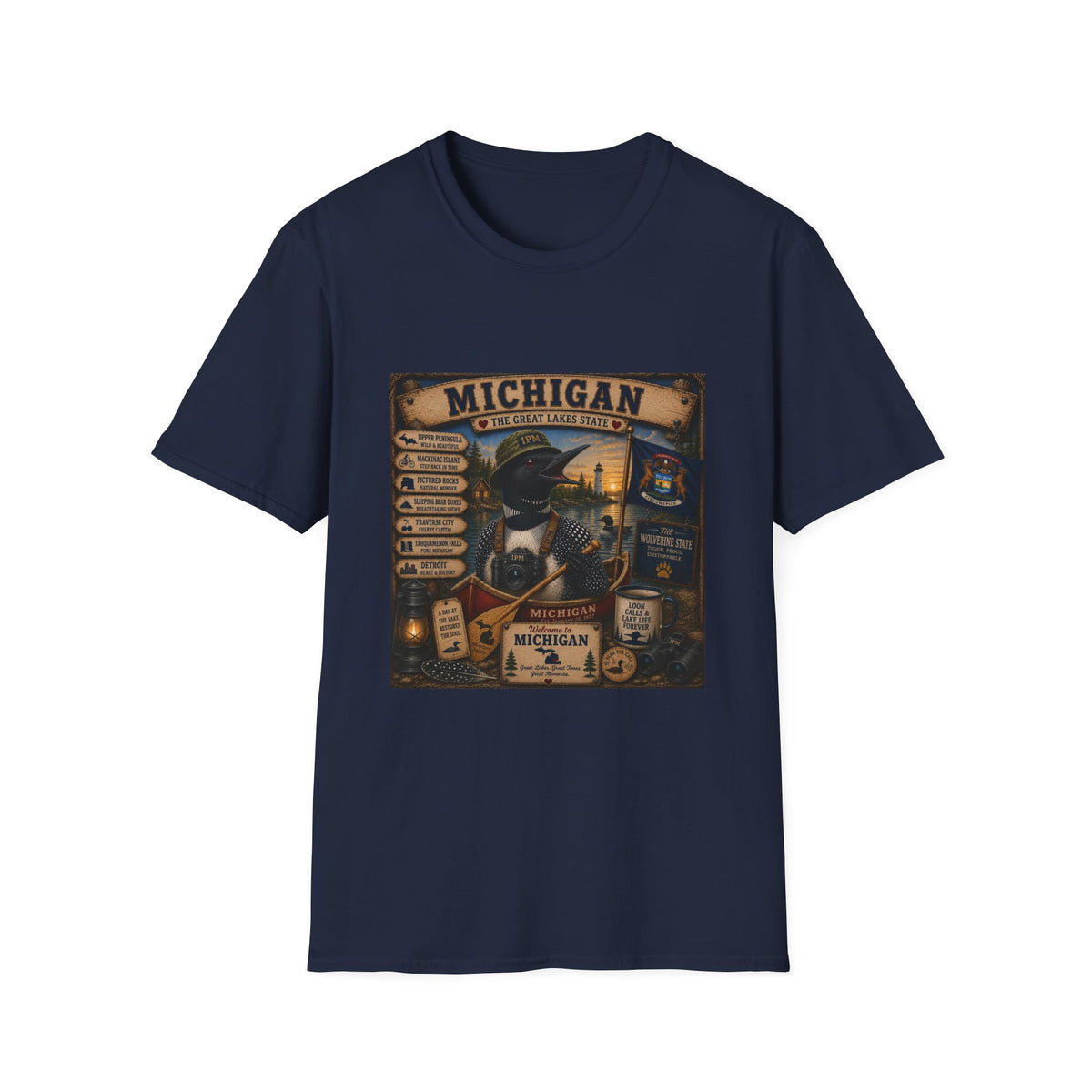 Michigan Vintage Travel T-Shirt — The Great Lakes State Graphic Tee