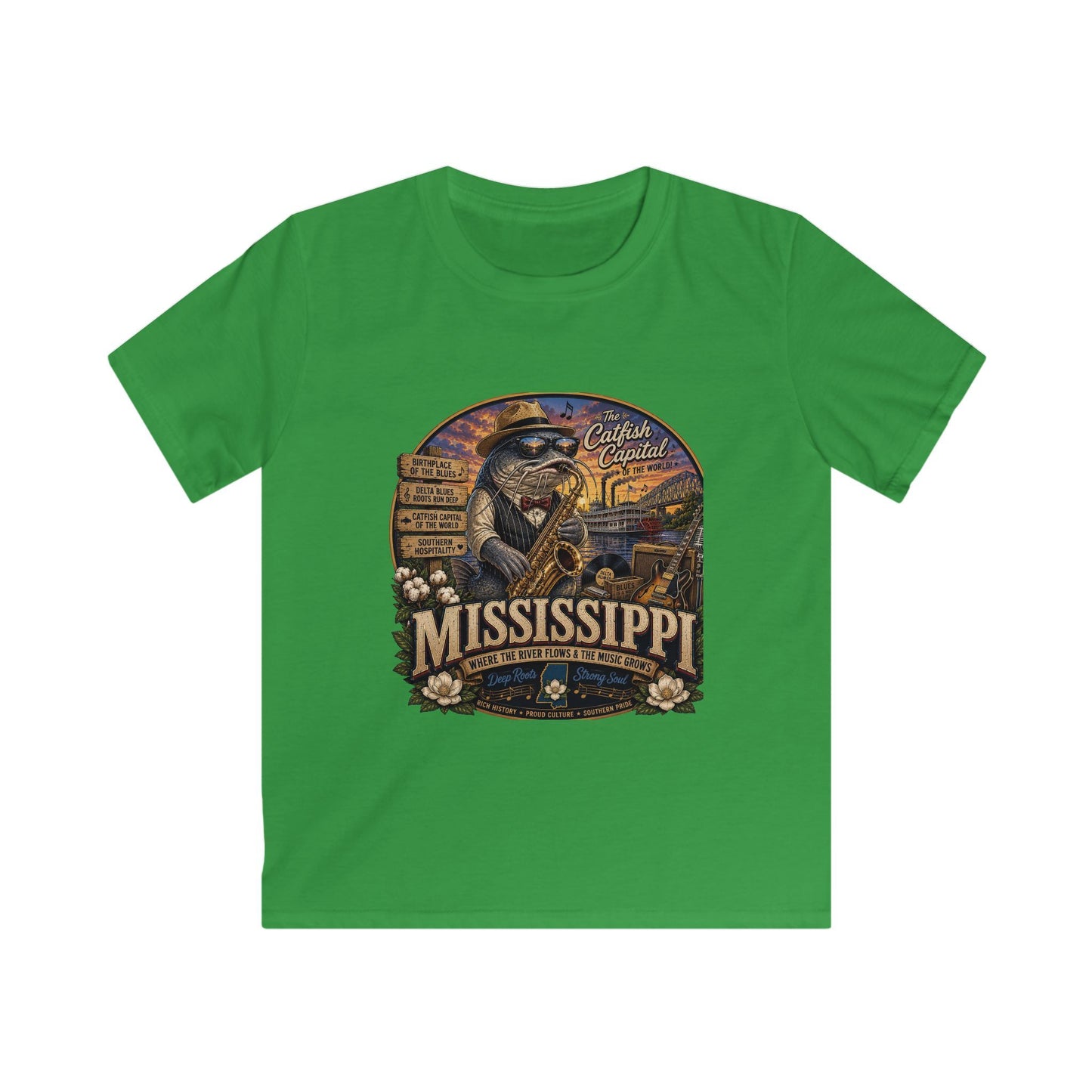 Kids Mississippi State Tee — Vintage Riverboat & Blues Design