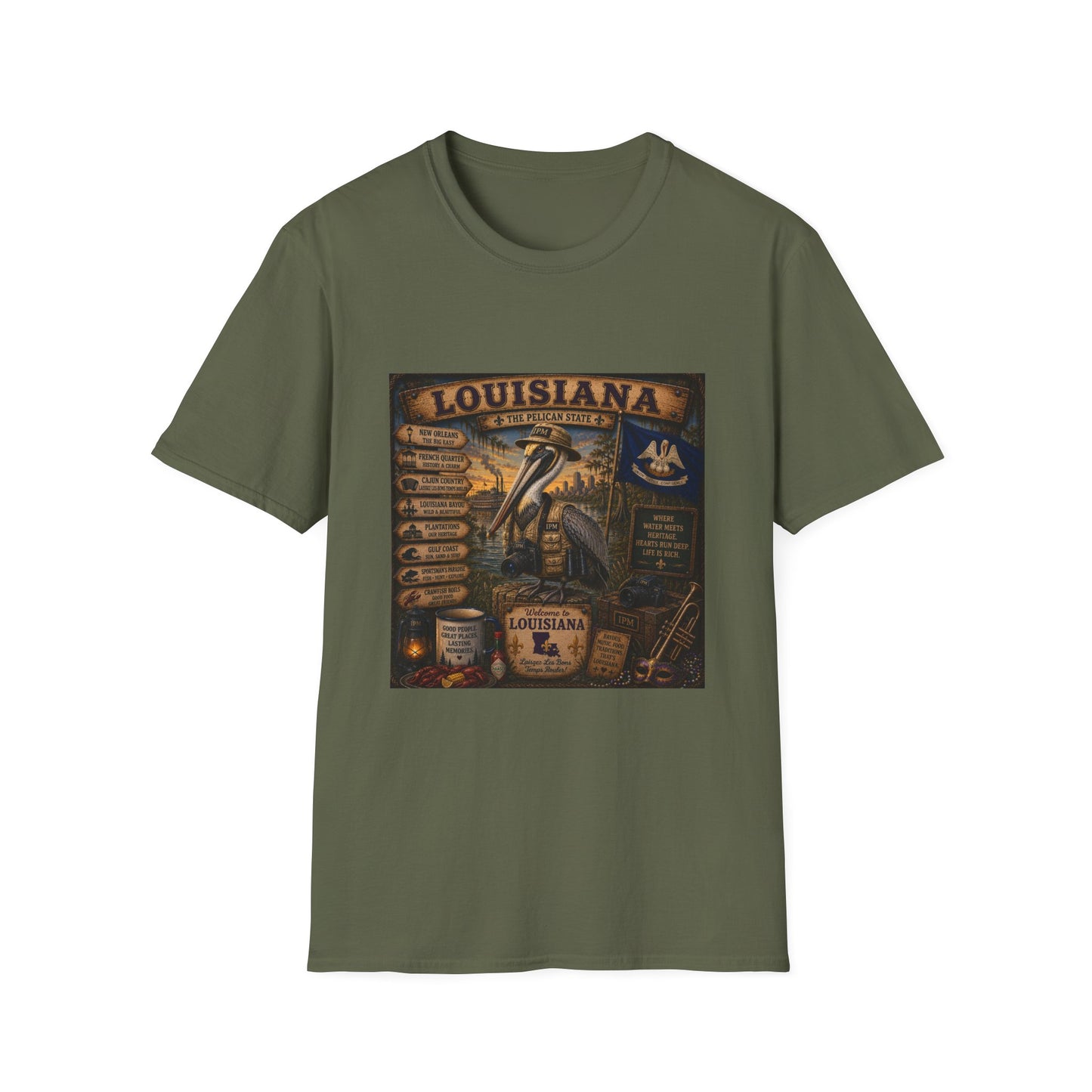 Louisiana Pelican State Vintage Poster T-Shirt — Retro Travel Souvenir