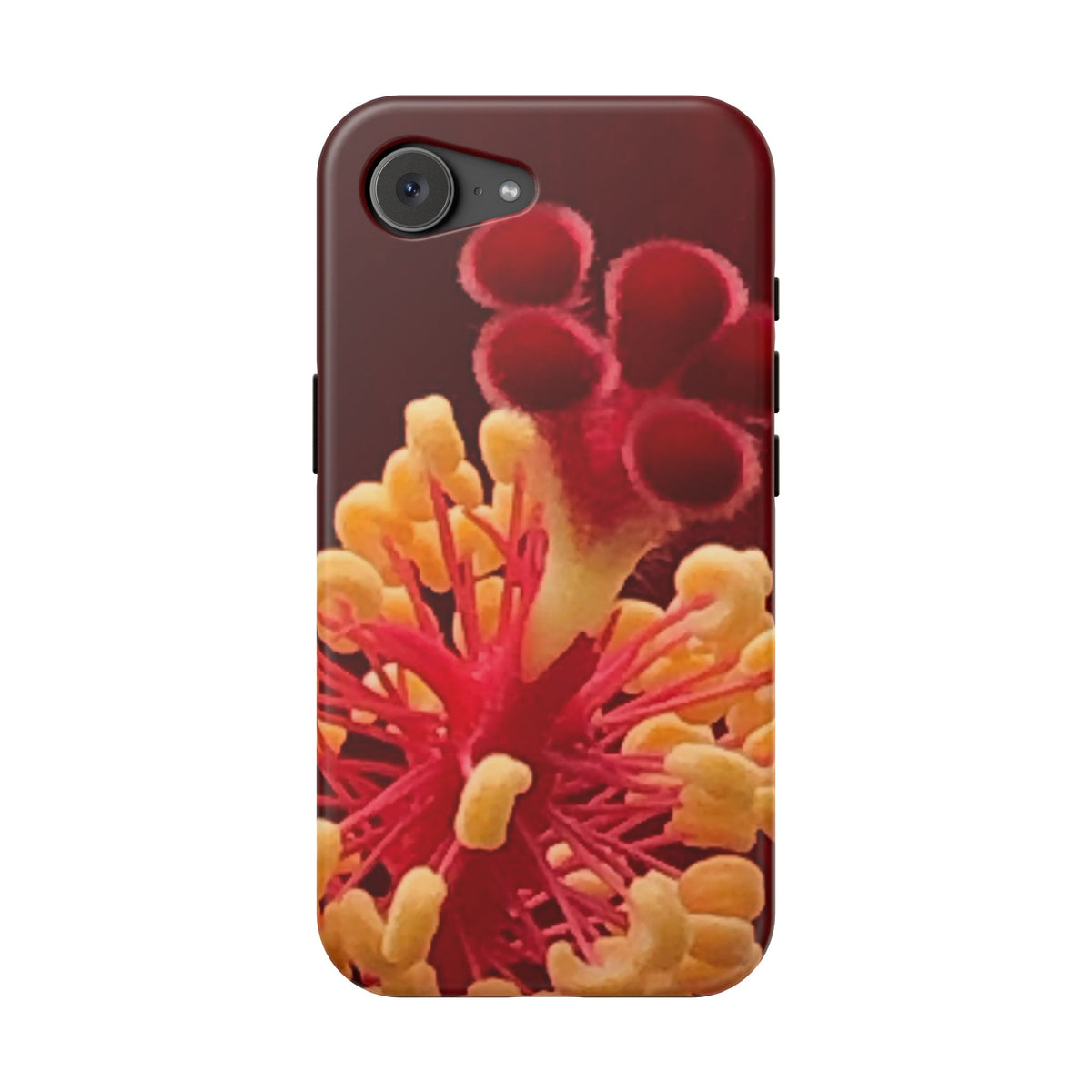 Floral Macro Phone Case — Red & Yellow Pollen Design (Magnetic Impact-Resistant)