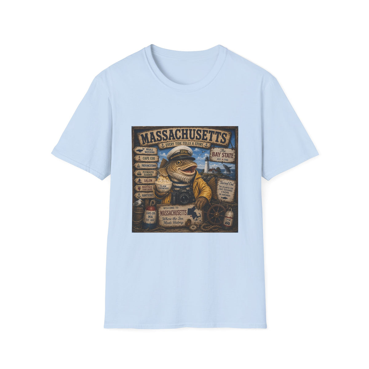 Massachusetts Fisherman T-Shirt – Vintage Cape Cod & Bay State Nautical Tee