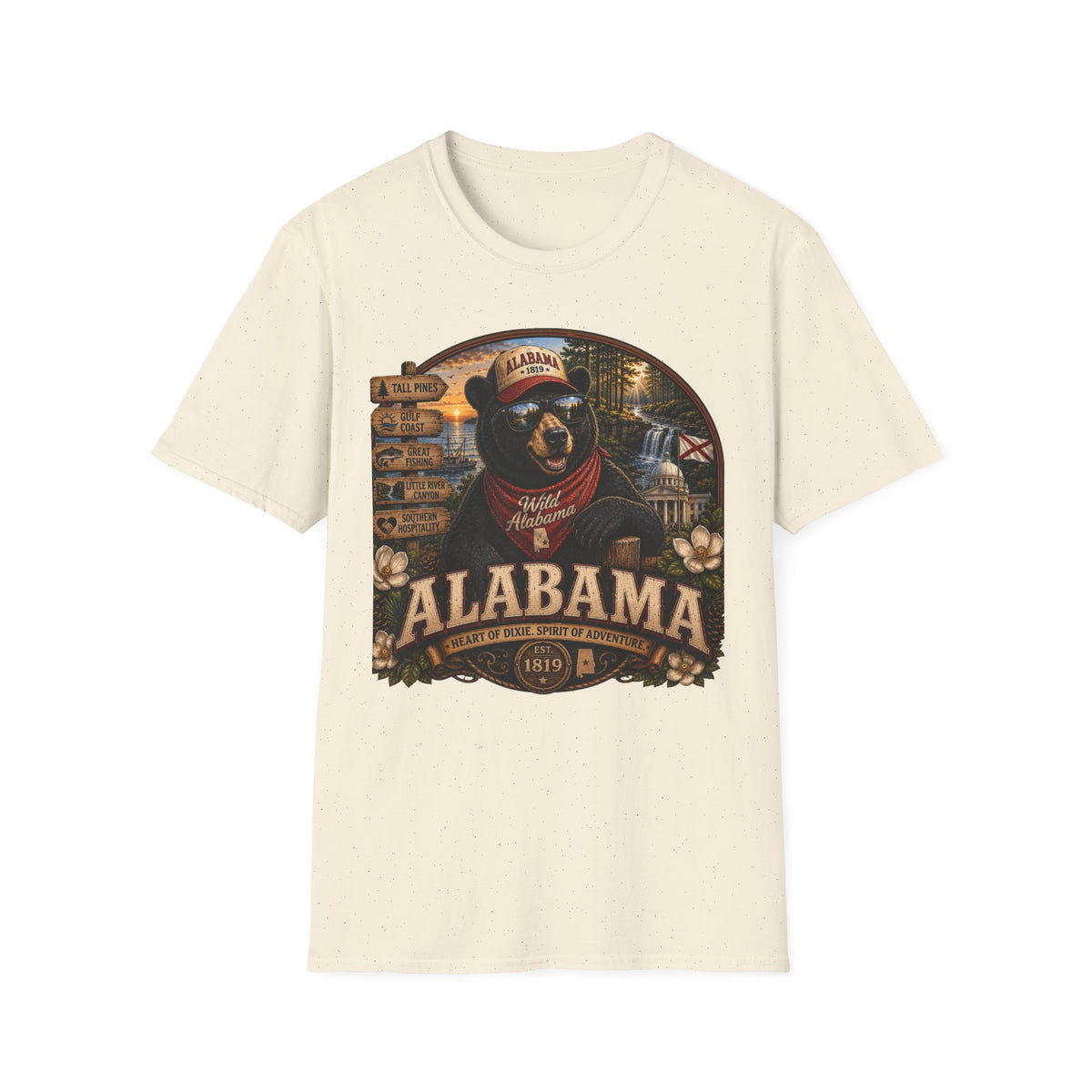Alabama Bear Graphic T-Shirt — Vintage State Pride Tee