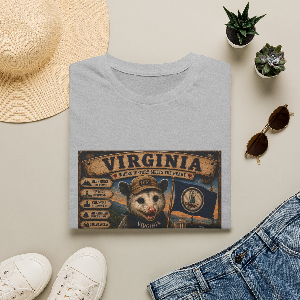 Virginia State Vintage Puppy T‑Shirt — Retro Travel Badge Design