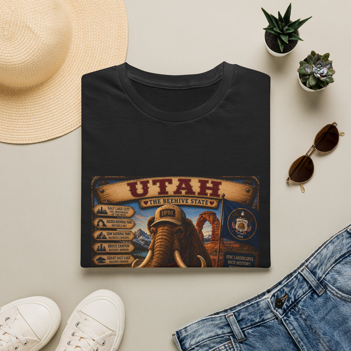 Utah The Beehive State Vintage Mammoth T-Shirt