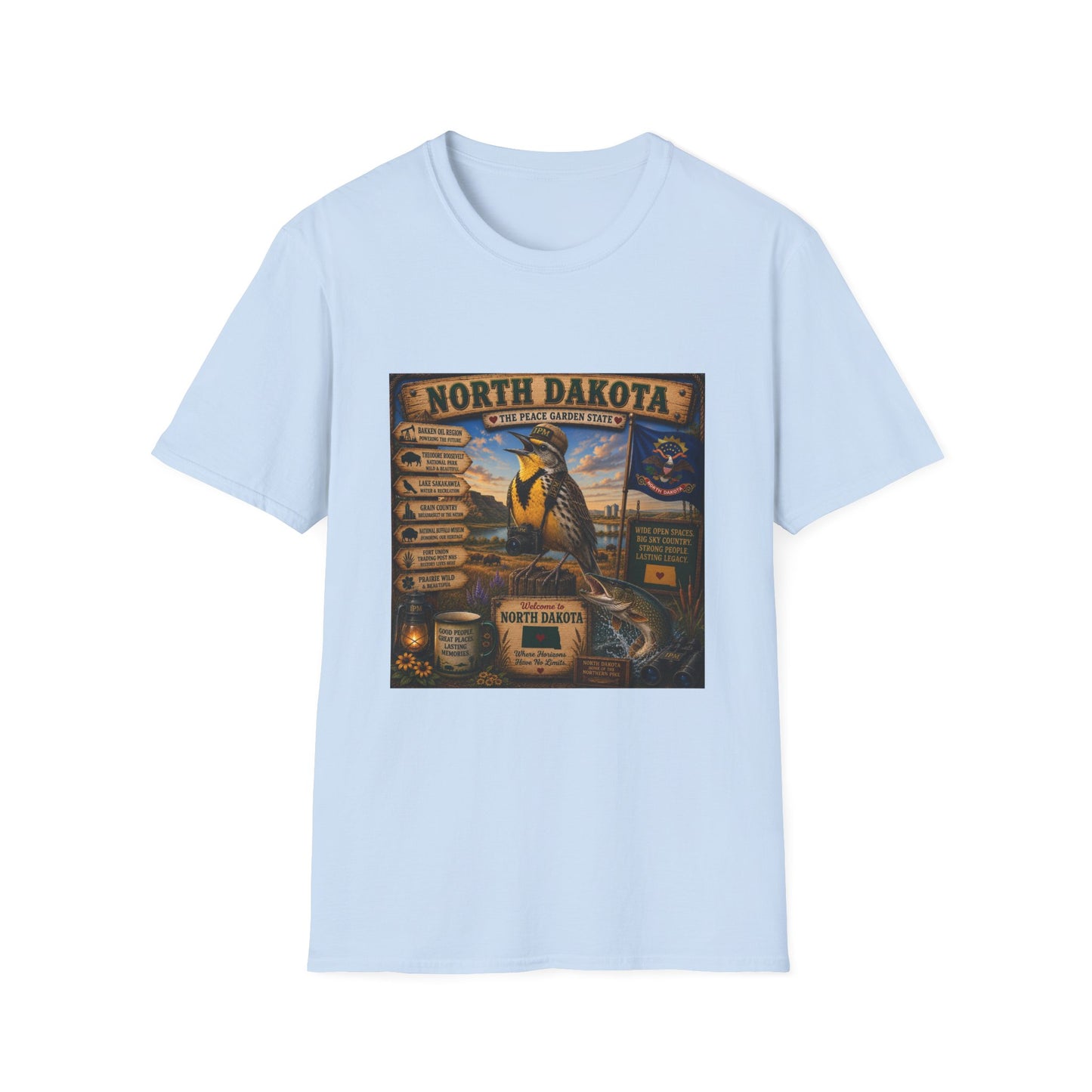 North Dakota State Pride T‑Shirt — "North Dakota: The Peace Garden State" Vintage Travel Design